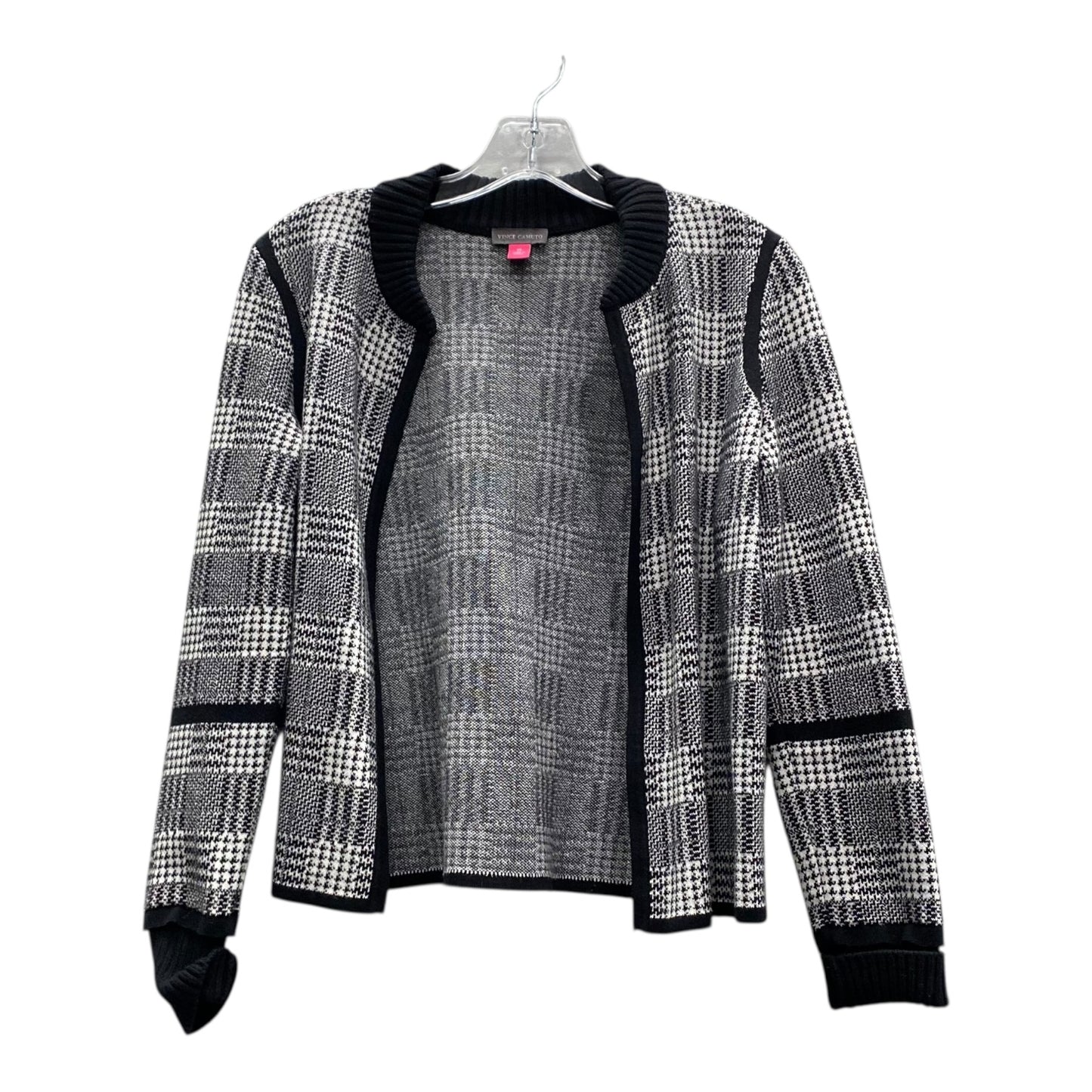 Sweater Cardigan By Vince Camuto In Black & White, Size:Xs
