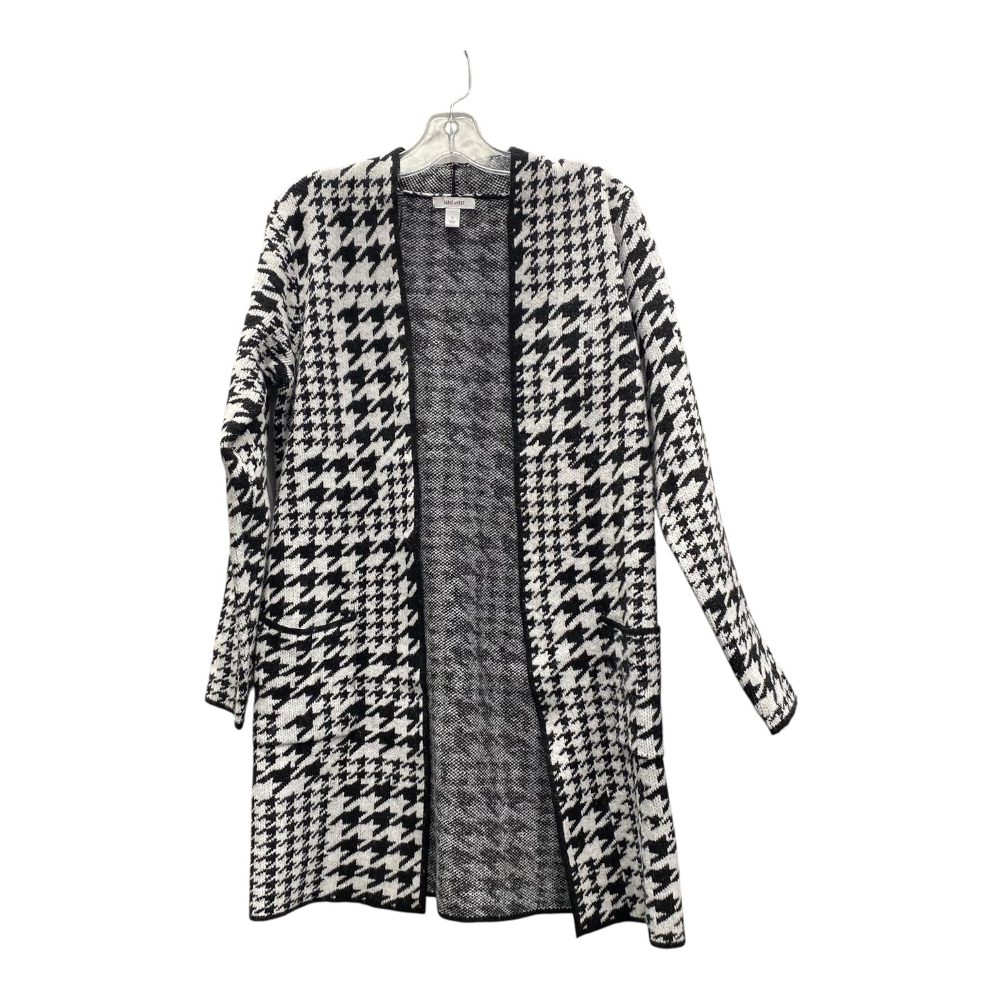 Sweater Cardigan By Nine West In Black & White, Size:S