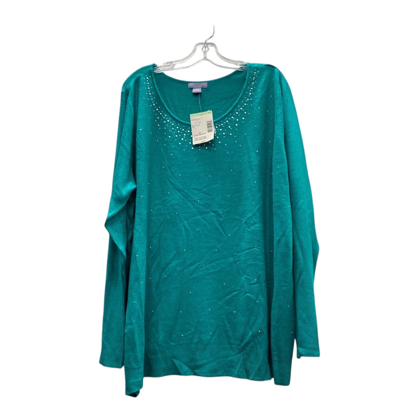 Sweater By Laura Scott In Teal, Size:2X