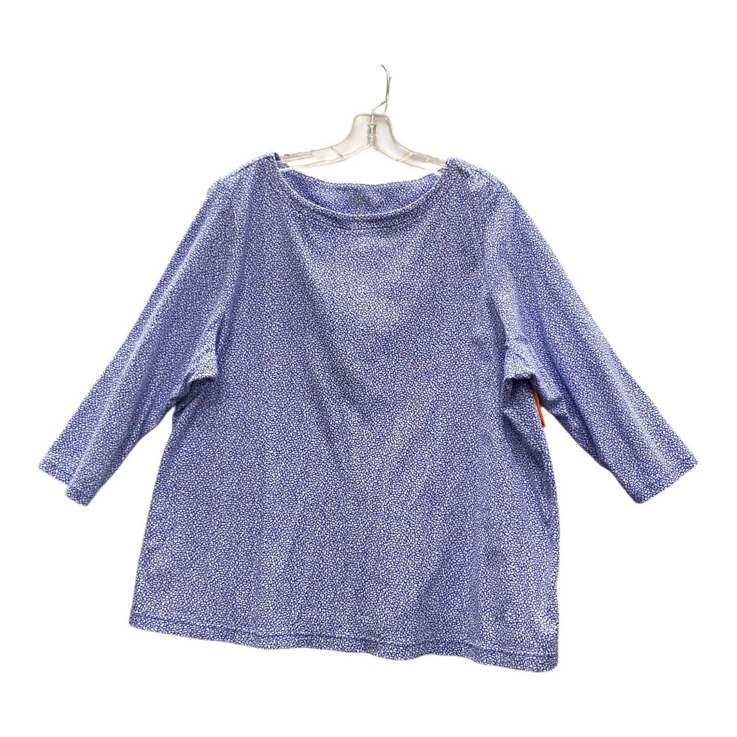 Top 3/4 Sleeve By Croft And Barrow In Blue & White, Size:1X