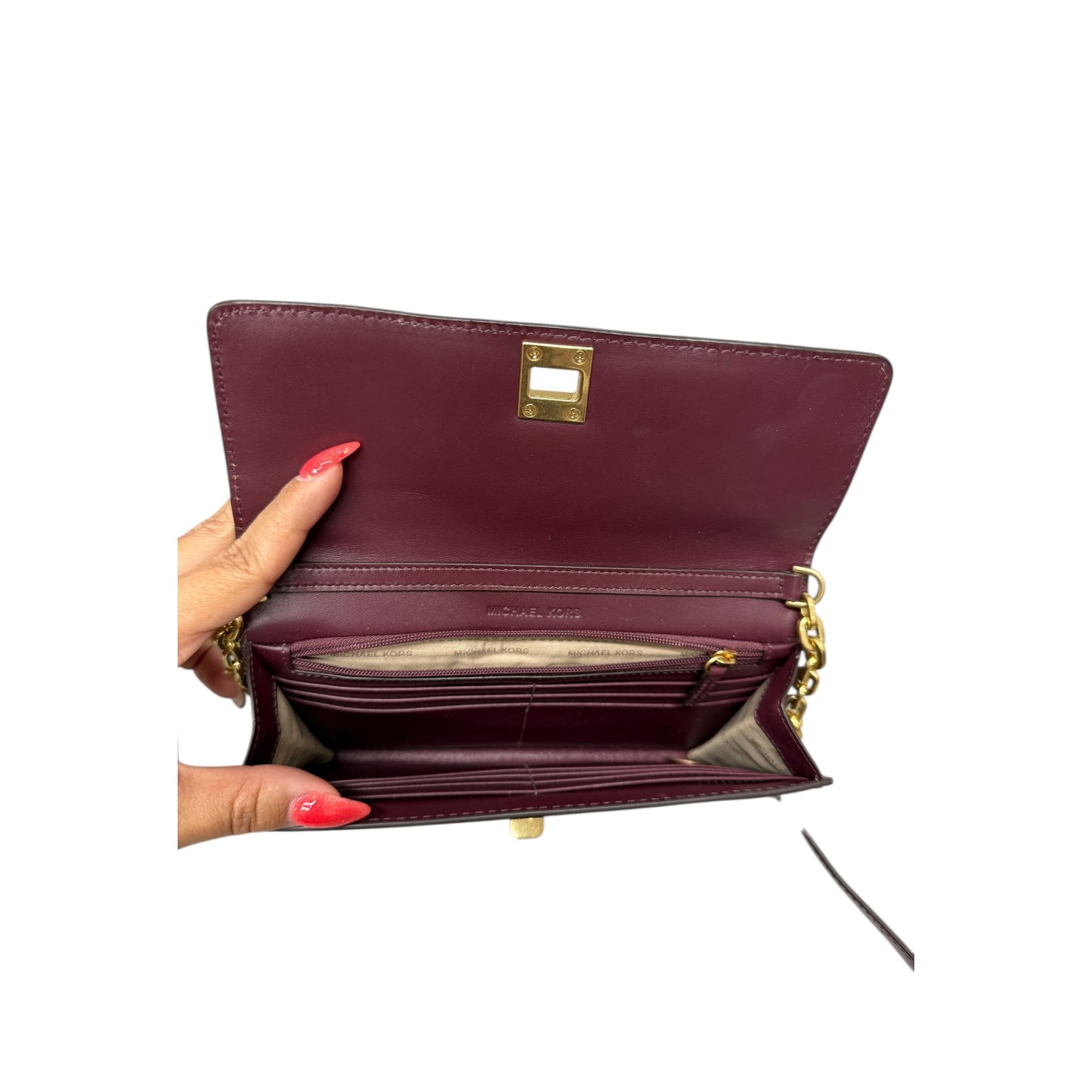 Crossbody Designer By Michael Kors In Maroon, Size:Small