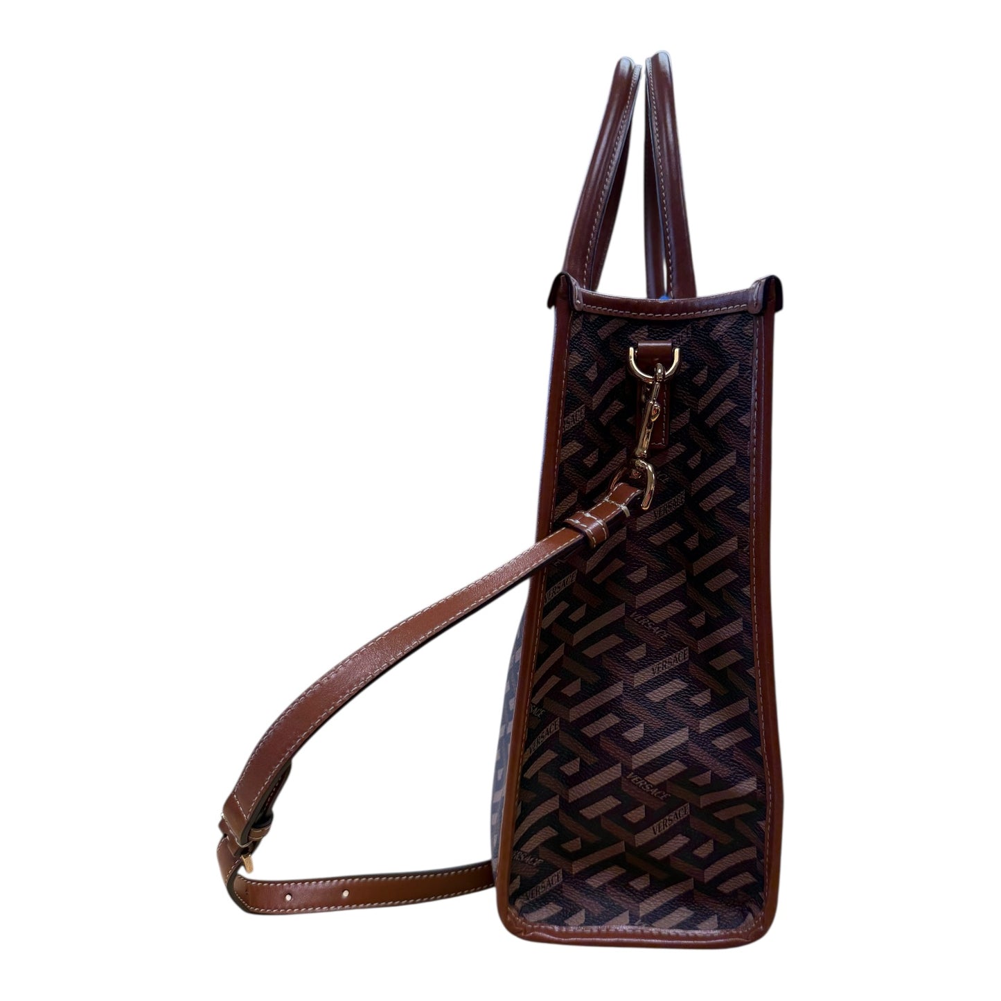 Tote Luxury Designer By Versace In Brown, Size:Medium