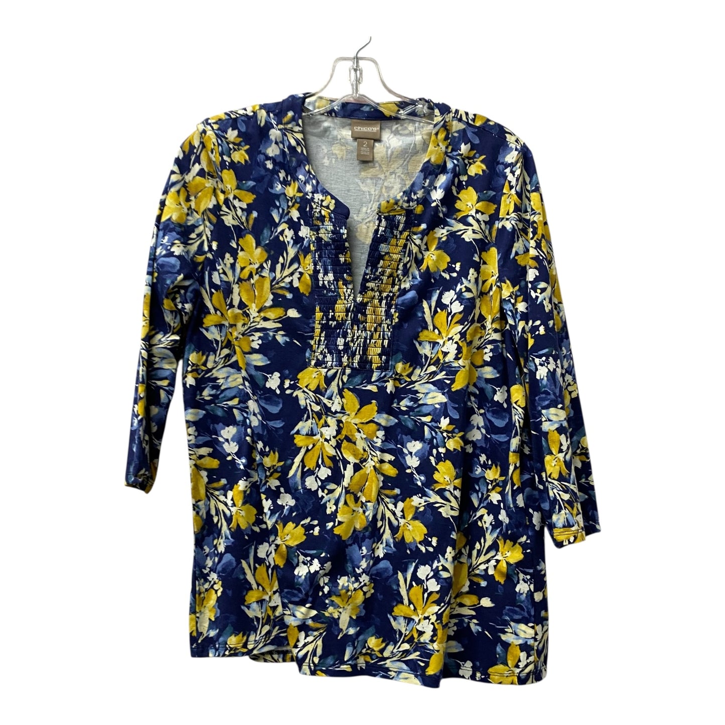Top Ls By Chicos In Blue & Yellow, Size:L