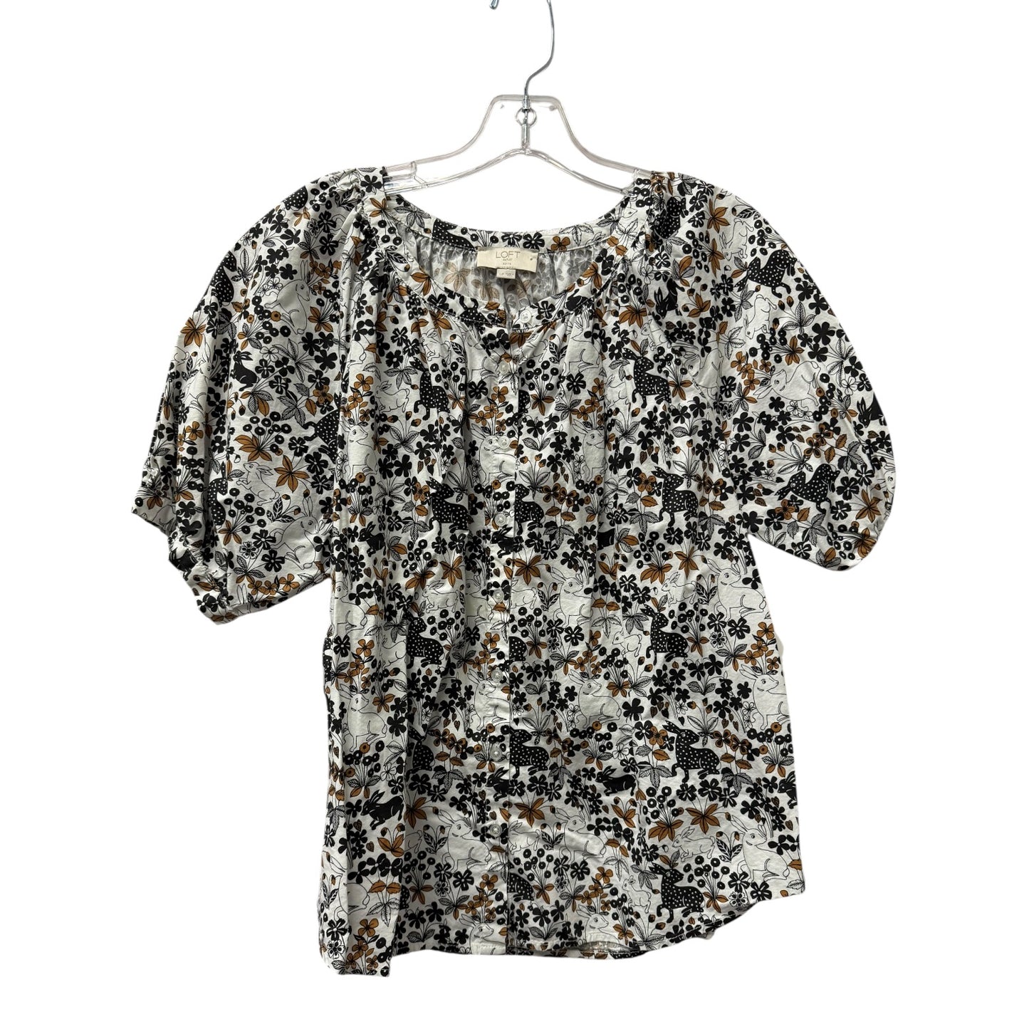 Top Ss By Loft In Black & Brown, Size:Lp