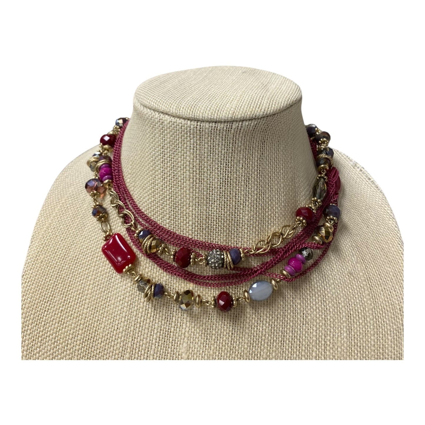 Necklace Layered In Red