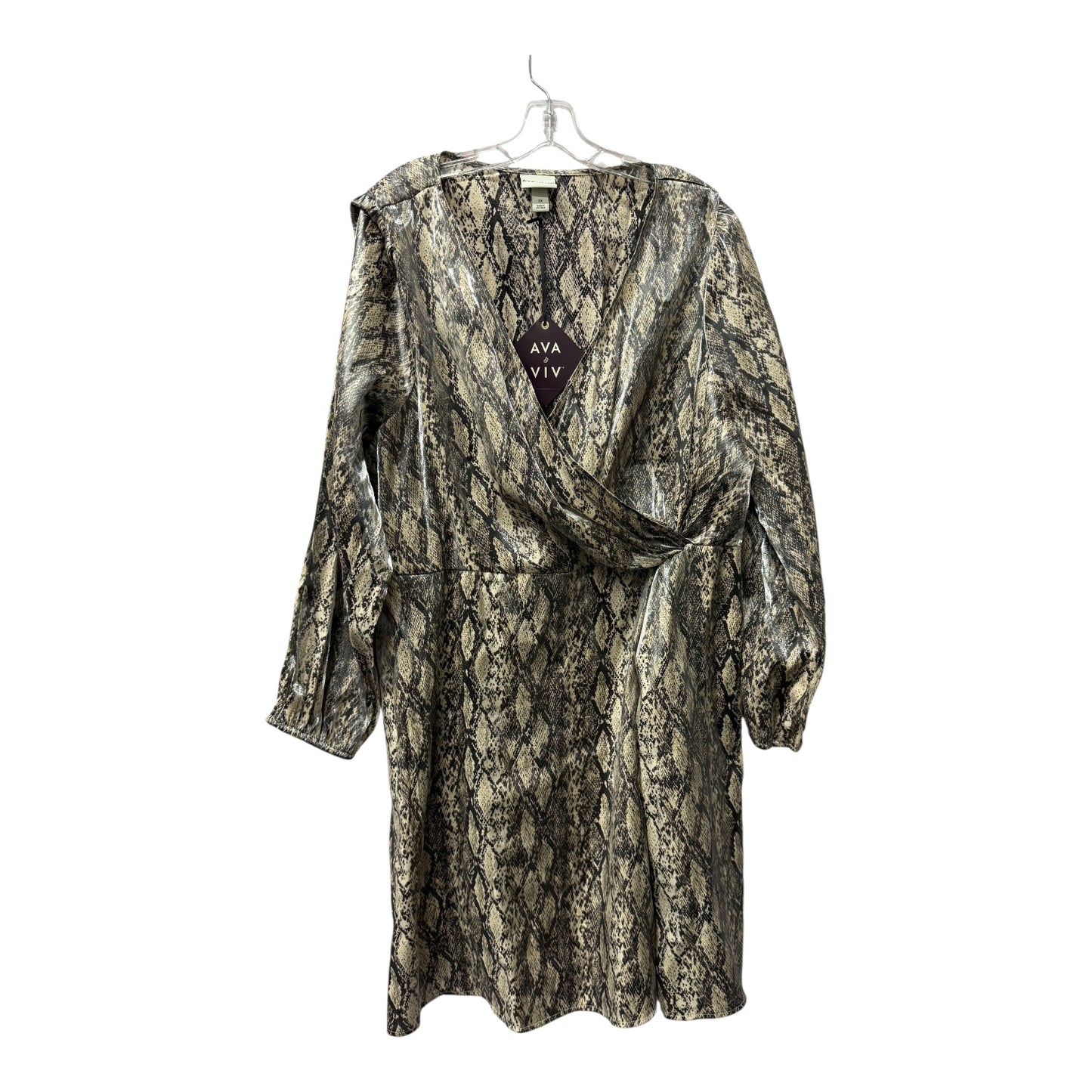 Dress Casual Short By Ava & Viv In Snakeskin Print, Size:2X