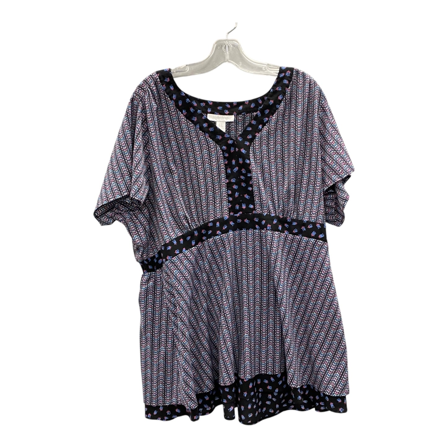 Mat Top Ss By Motherhood In Blue & Purple, Size:2X