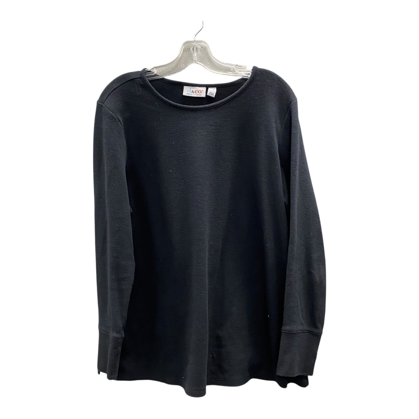 Top Ls By Denim And Company In Black, Size:L