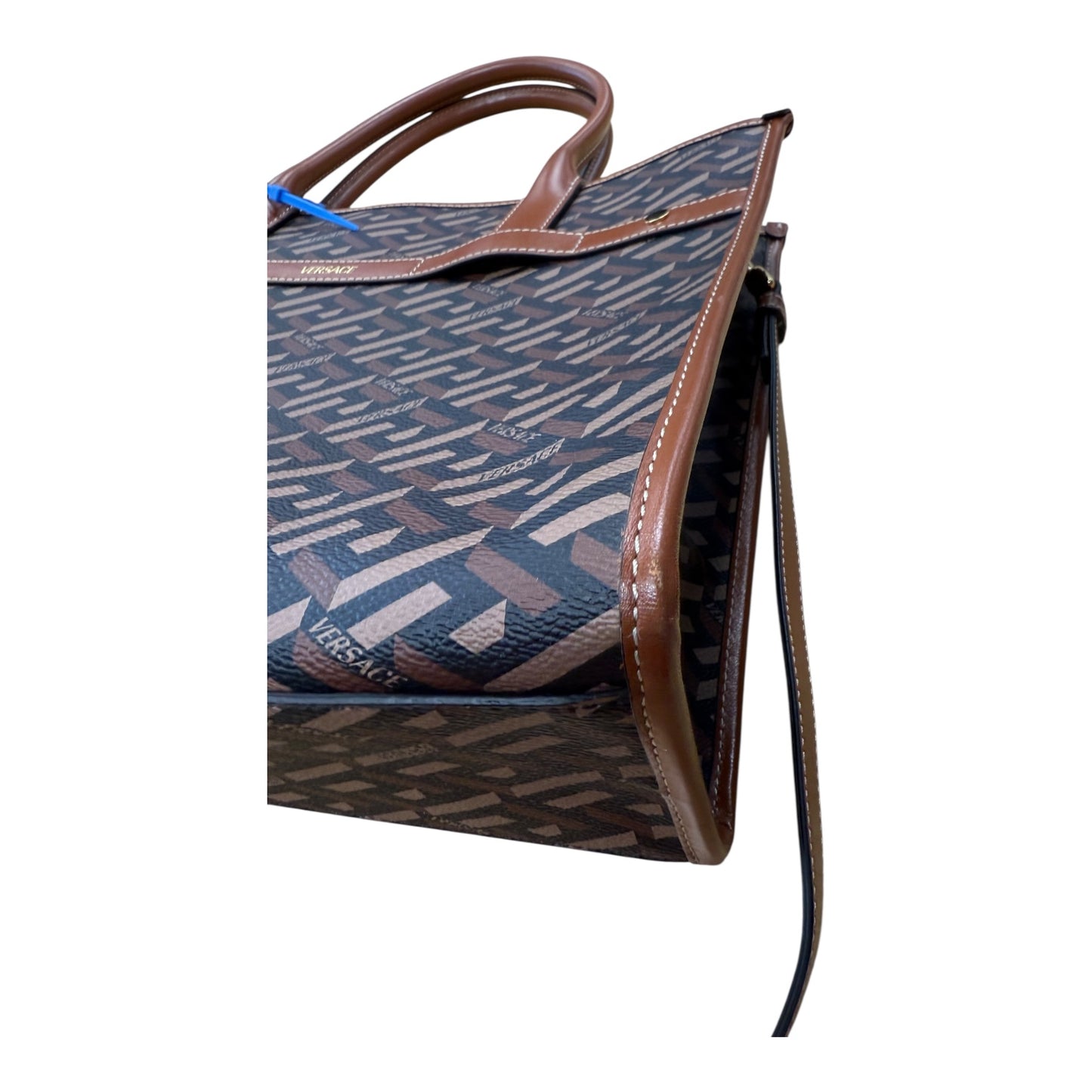 Tote Luxury Designer By Versace In Brown, Size:Medium