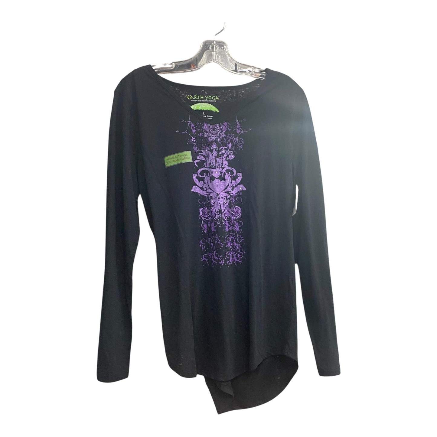 Athletic Top Ls Crewneck By Earth Yoga In Black, Size:L