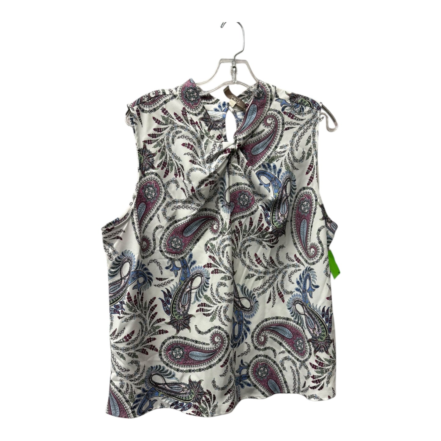 Top Sleeveless By Loft In Purple & White, Size:Xl