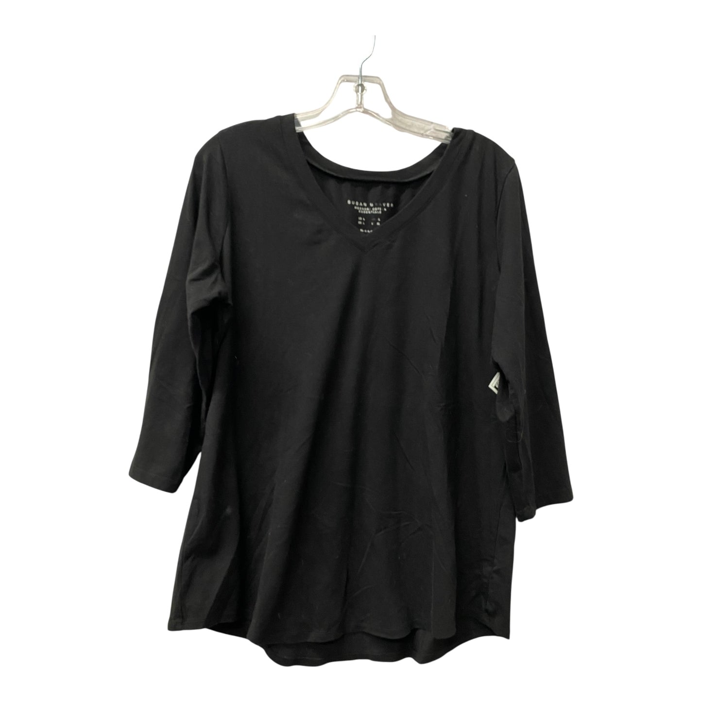 Top 3/4 Sleeve Basic By Susan Graver In Black, Size:L