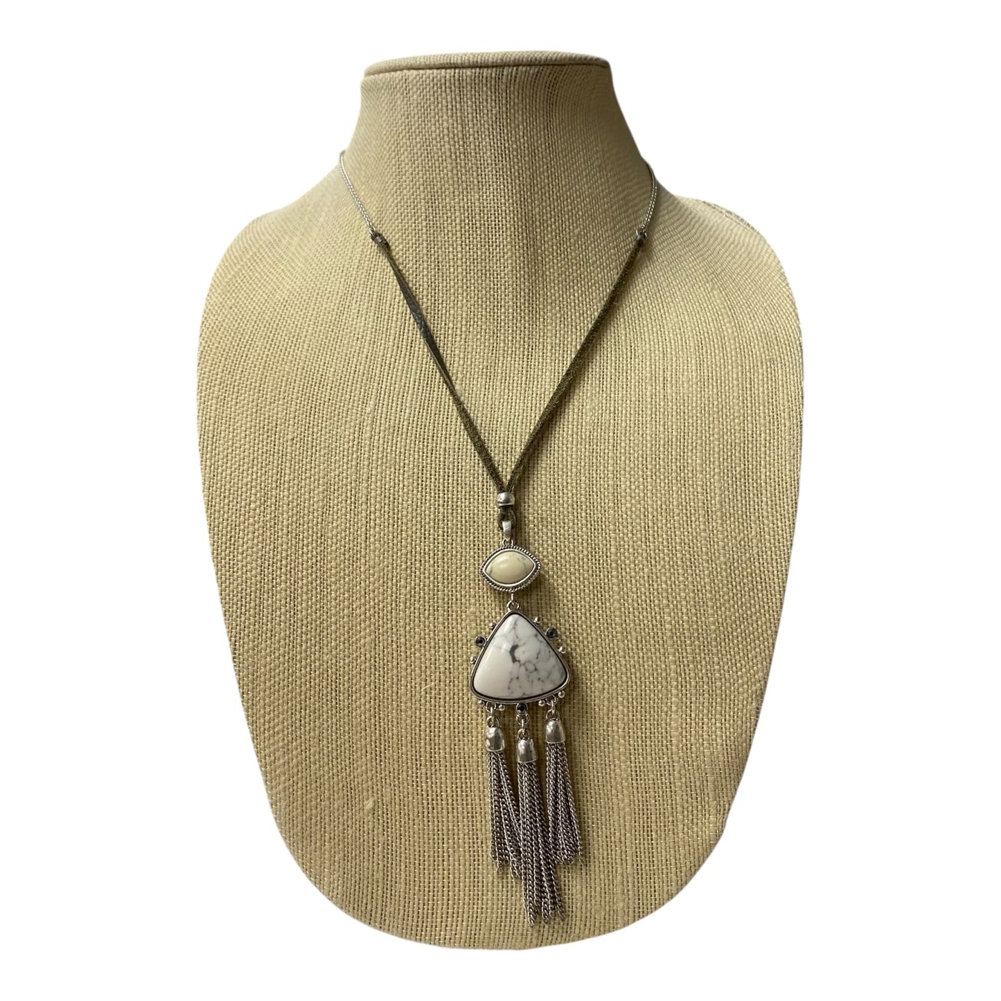 Necklace Pendant By Lucky Brand In Silver & White