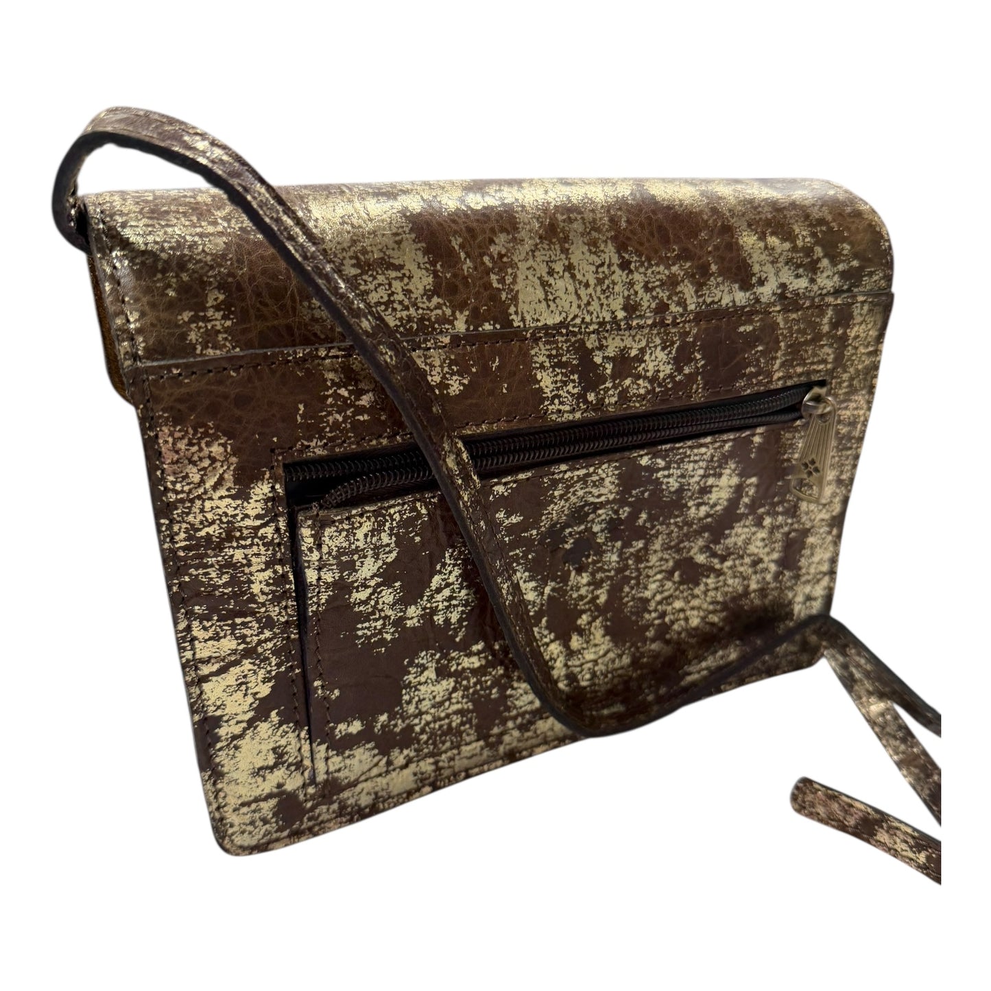 Crossbody Designer By Patricia Nash In Brown & Gold, Size:Small