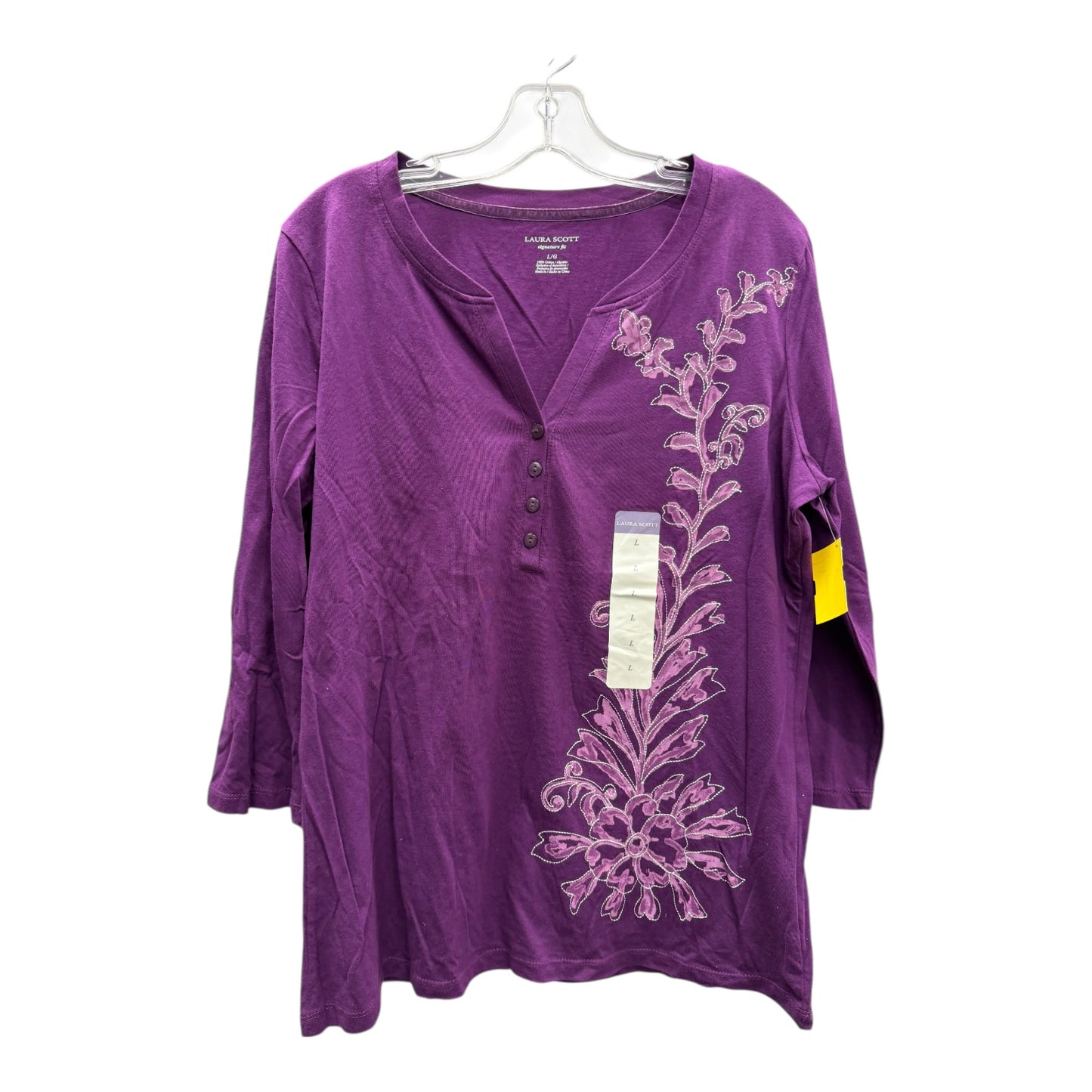 Top Ls Basic By Laura Scott In Purple, Size:L