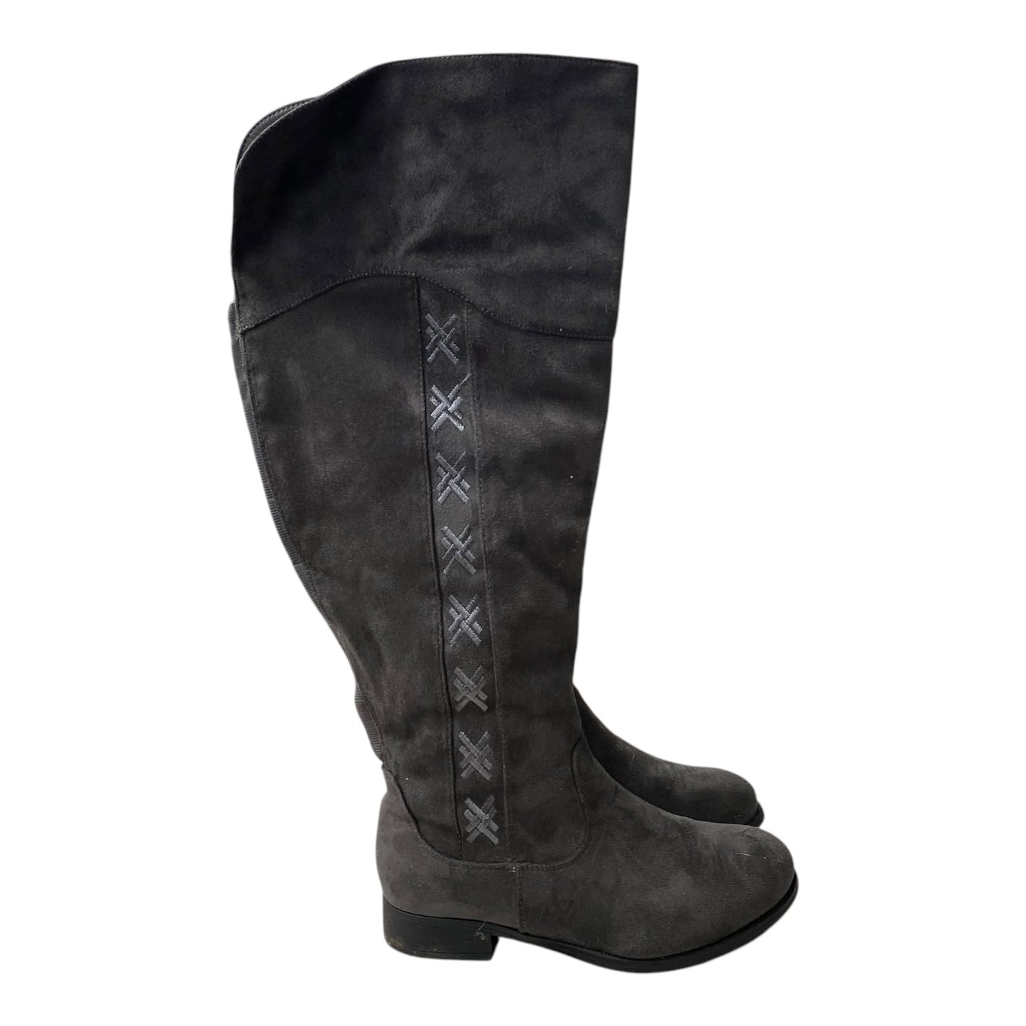 BOOTS OVER-THE-KNEE FLATS by CME In GREY, Size: 8