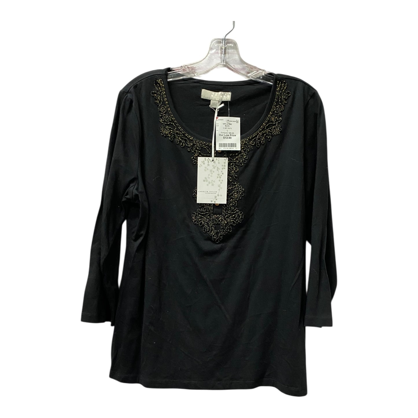 Top Ls By Carolyn Taylor In Black & Gold, Size:L