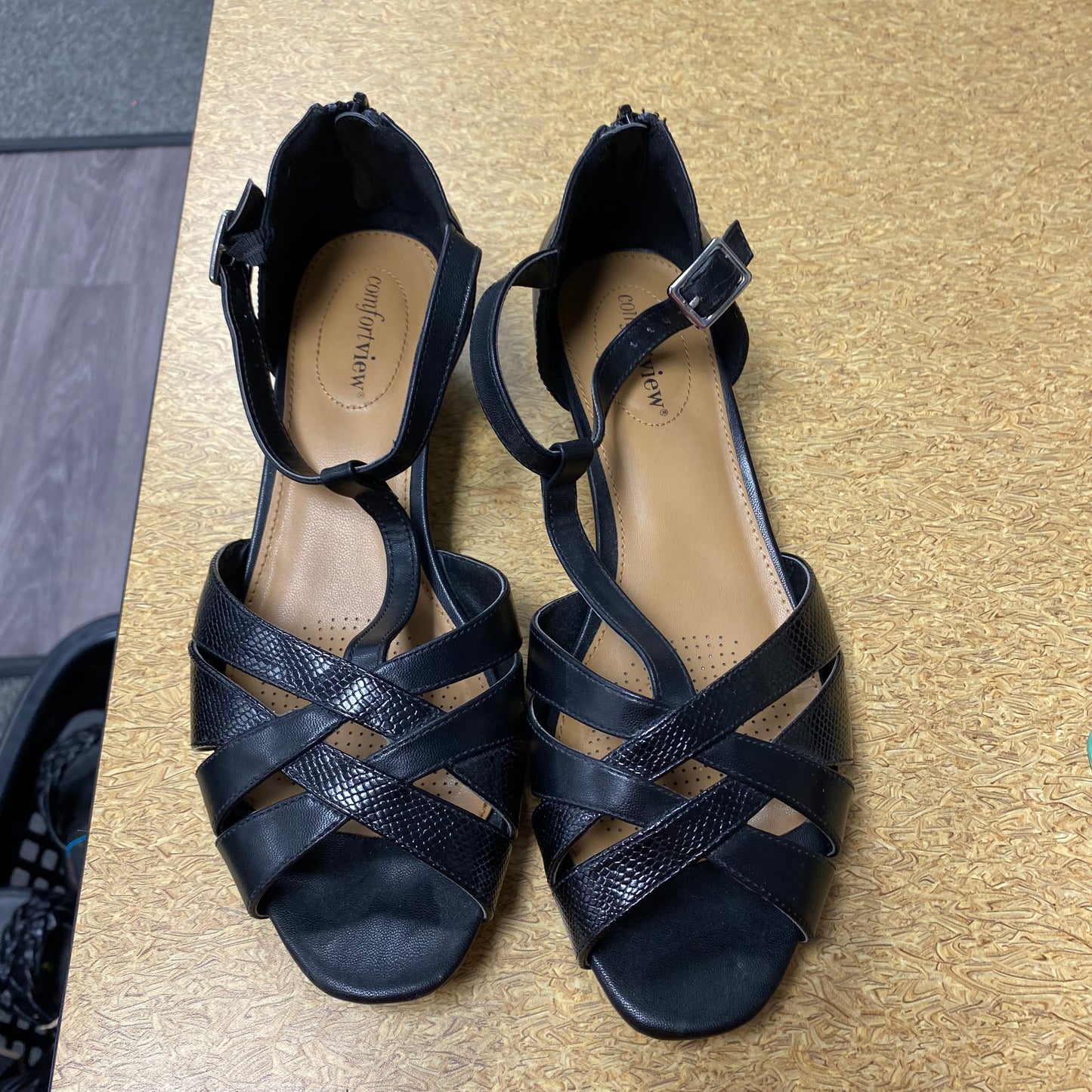 Sandals Heels Block By Comfortview In Black, Size:9