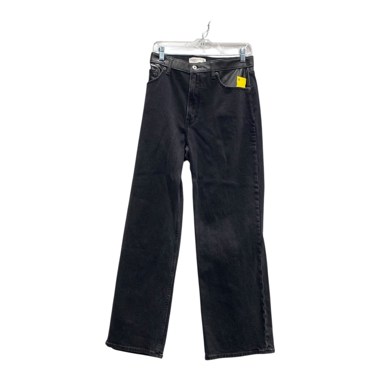 Jeans Wide Leg By Abercrombie And Fitch In Black Denim, Size:12