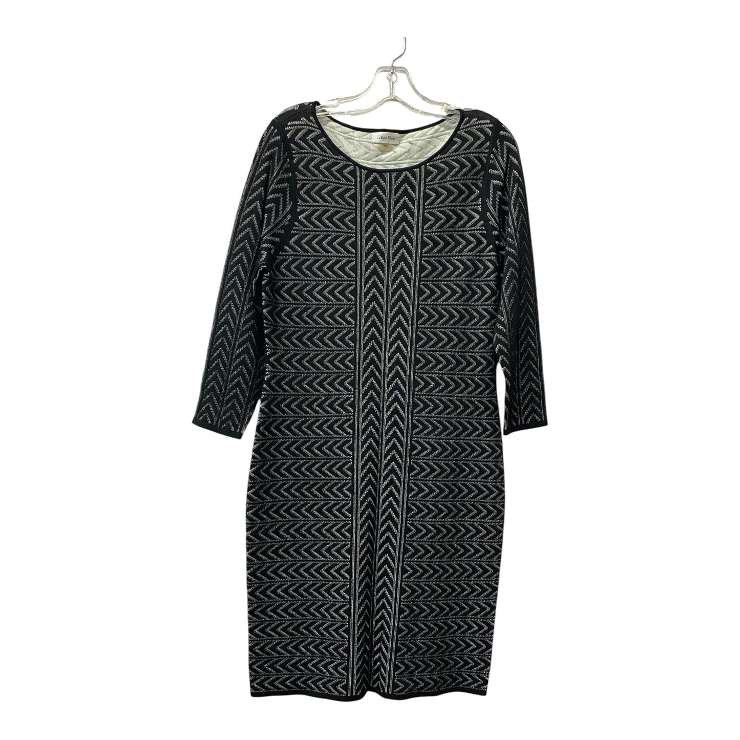 Dress Casual Short By Calvin Klein In Black & White, Size:L