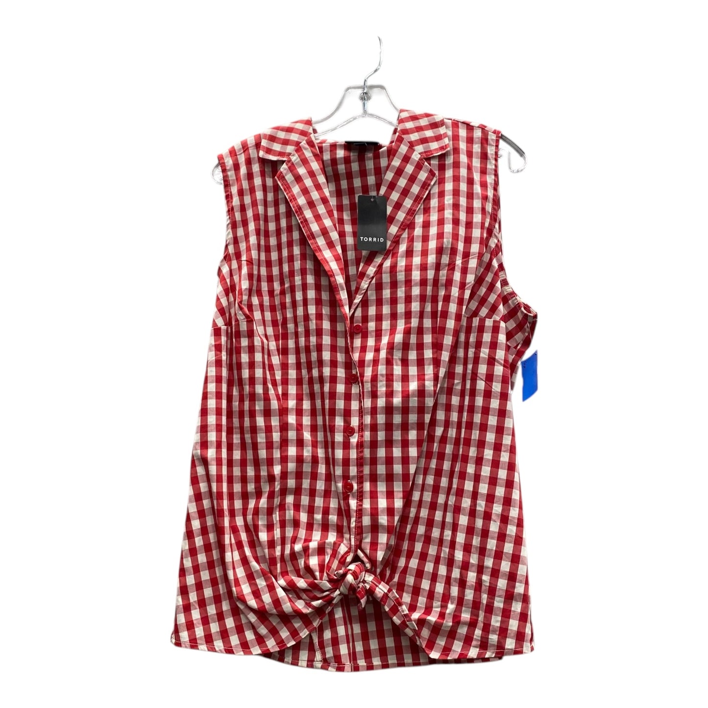 Top Sleeveless By Torrid In Red & White, Size:1X