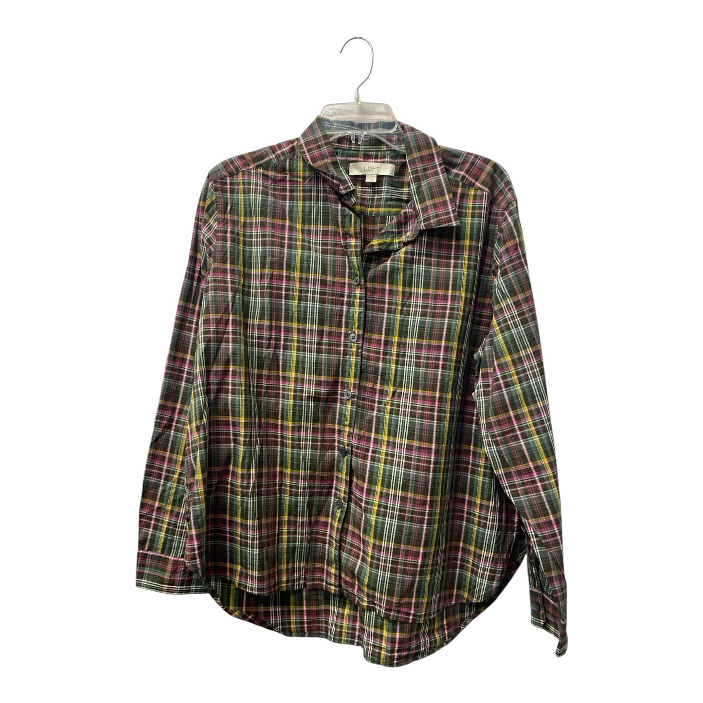 TOP LS by LOFT In GREEN & PINK, Size: L