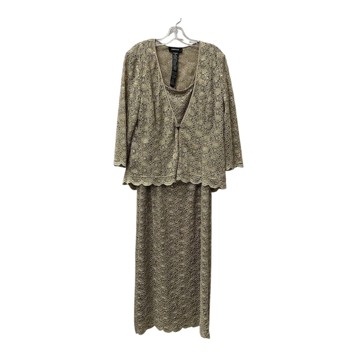 Dress Party Long and cardigan By R And M Richards In Tan, Size:L