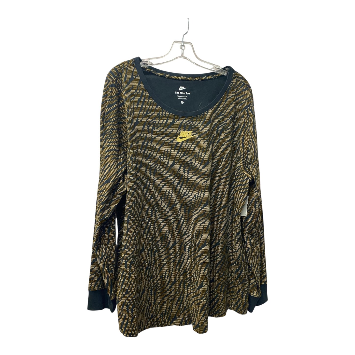 Athletic Top Ls Crewneck By Nike Apparel In Black & Brown, Size:2X
