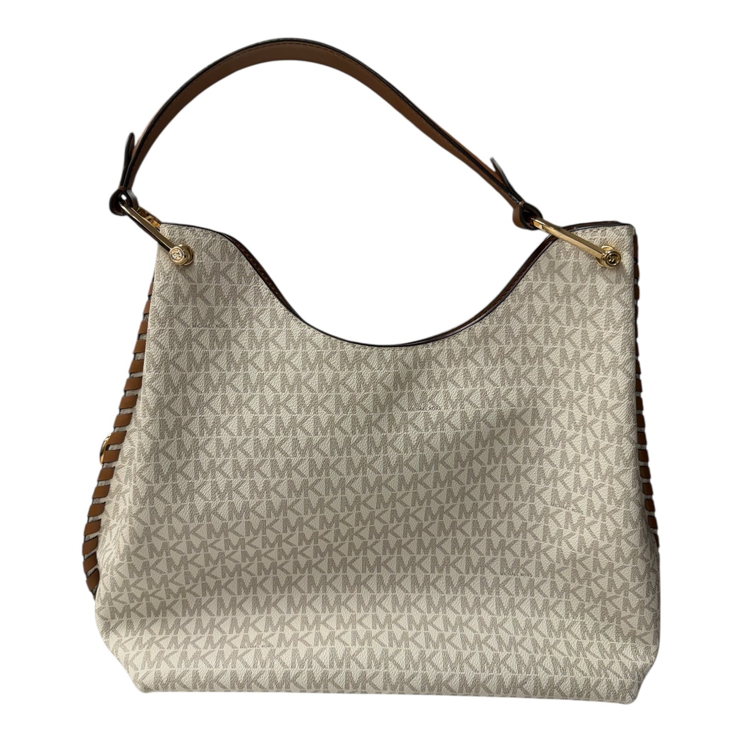 Handbag Designer By Michael Kors In Cream & Tan, Size:Medium