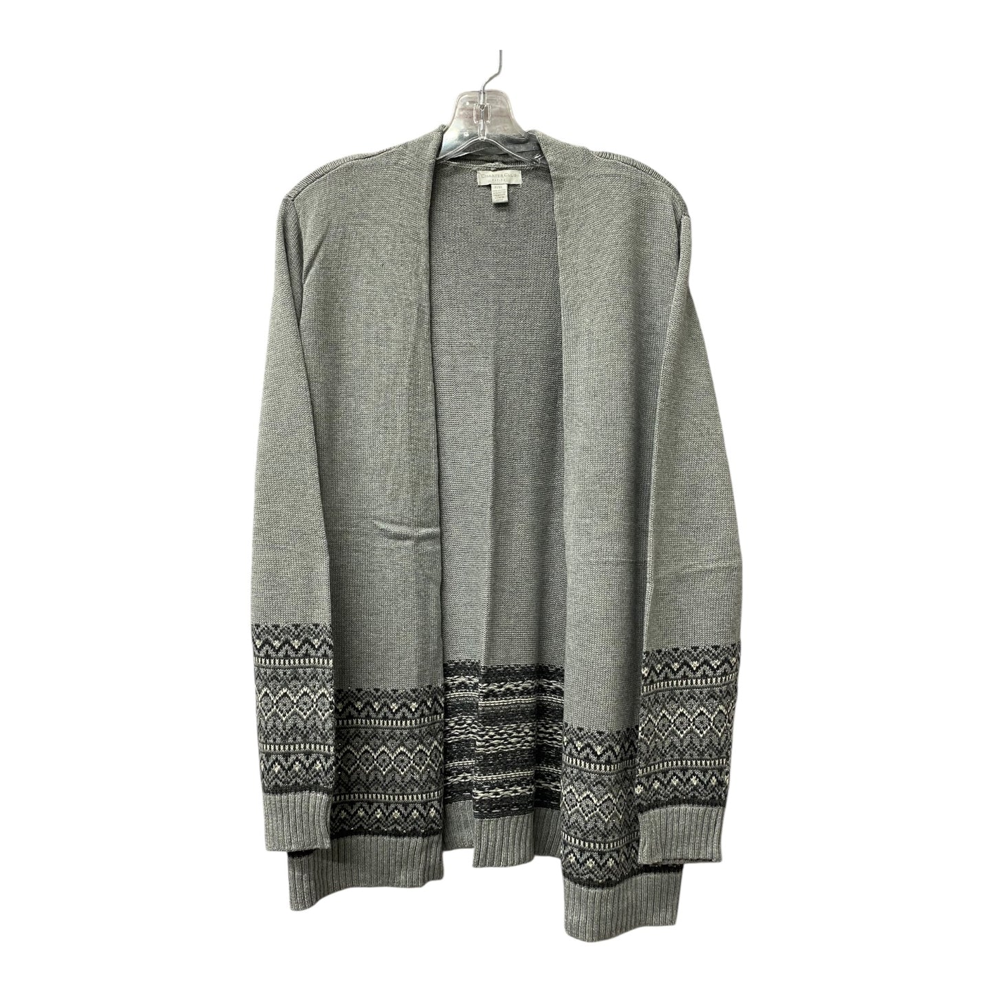 Sweater Cardigan By Charter Club In Grey, Size:Xlp