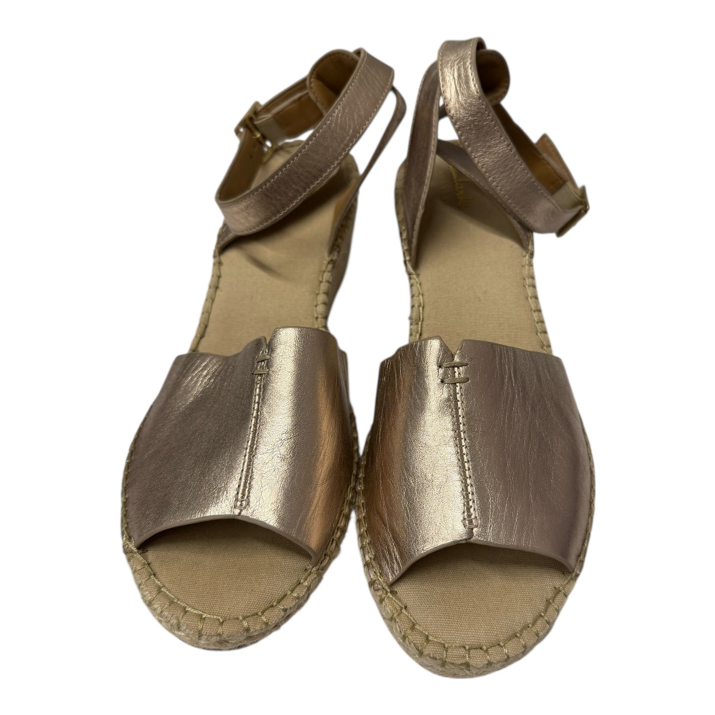 Sandals Heels Wedge By Clarks In Rose Gold, Size:9.5