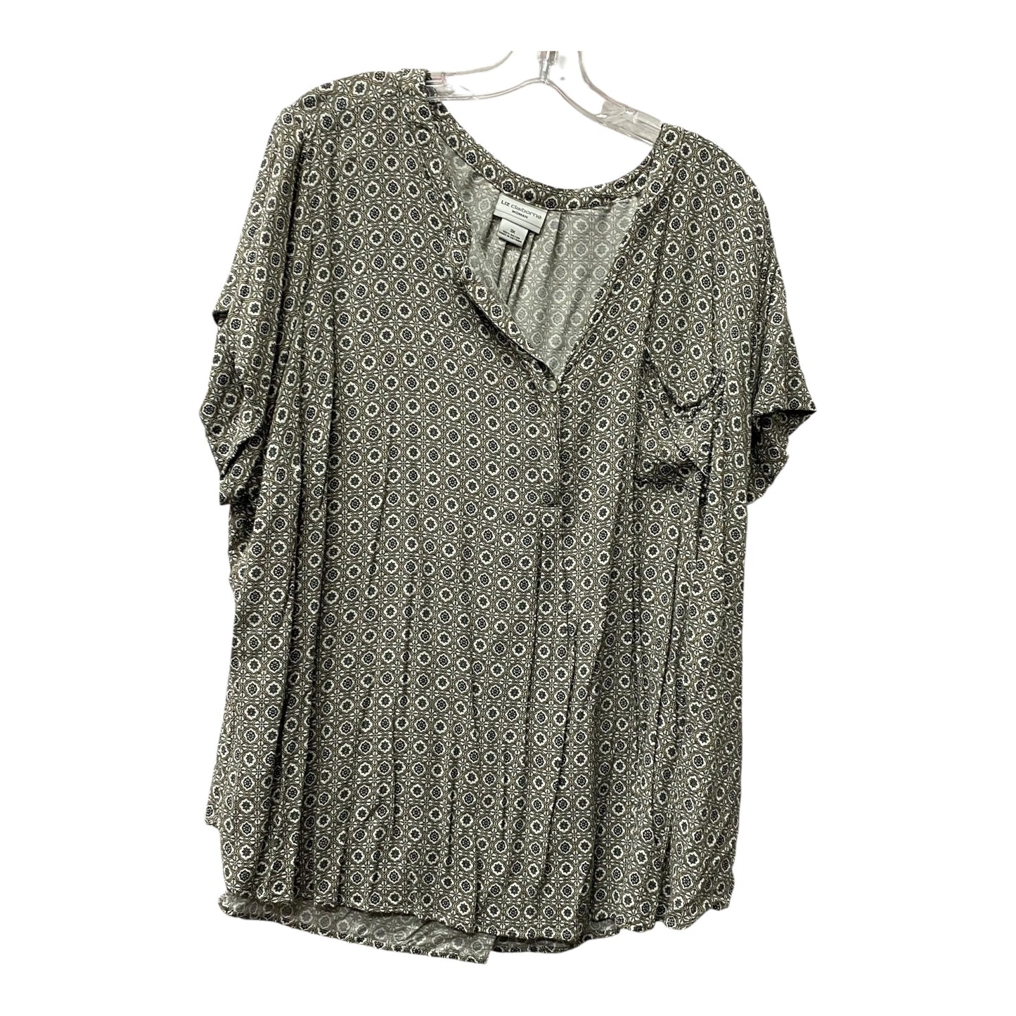 Top Ss By Liz Claiborne In Brown & Grey, Size:3X