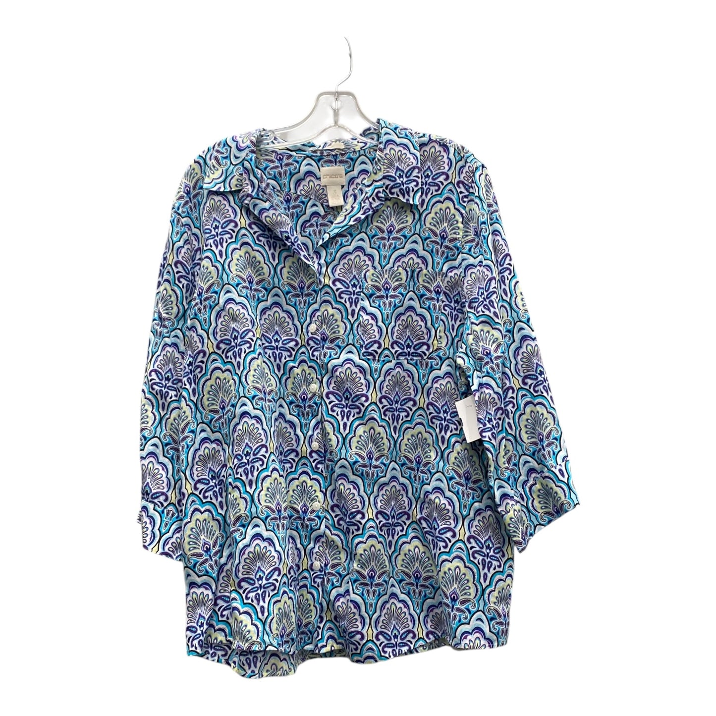 TOP 3/4 SLEEVE by CHICOS In BLUE & PURPLE, Size: XL