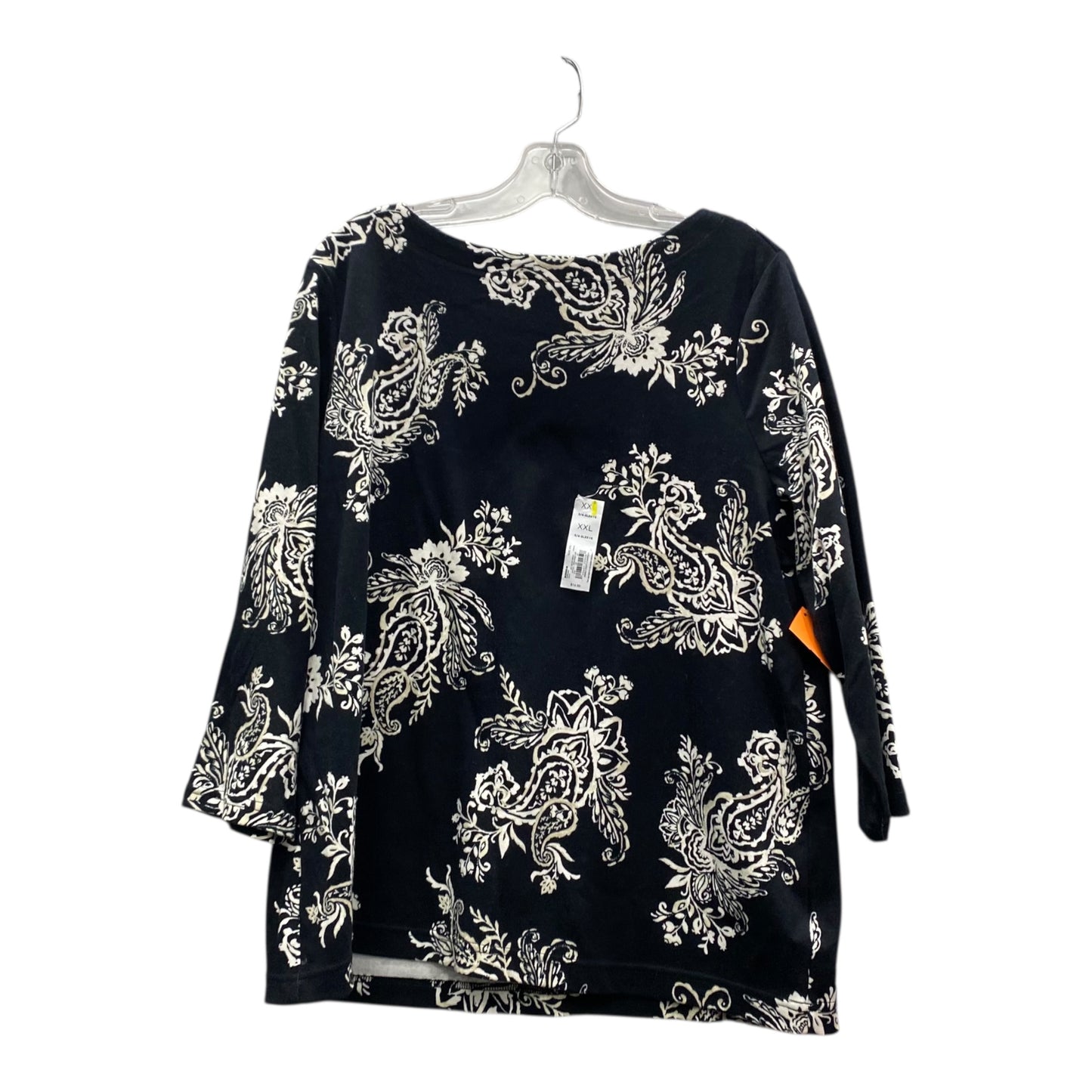 Top 3/4 Sleeve By Croft And Barrow In Black & Cream, Size:Xxl
