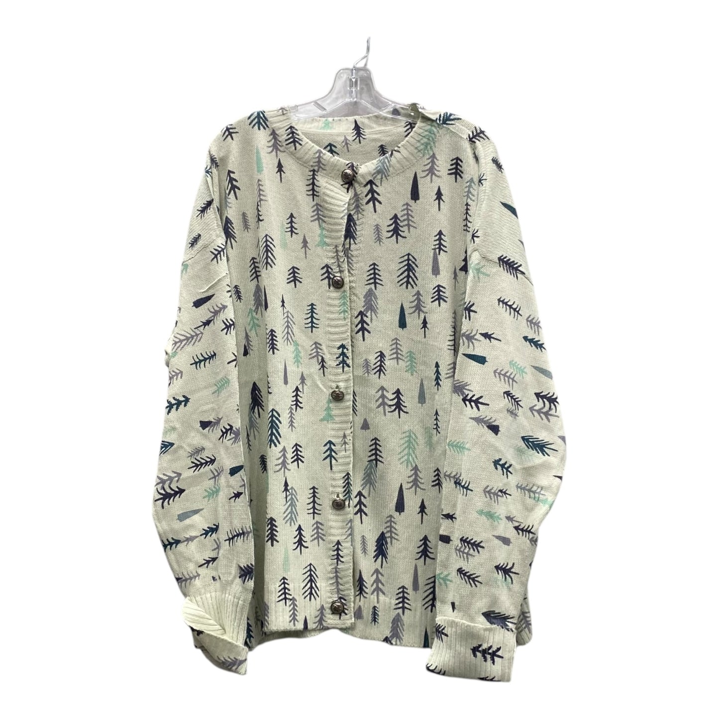 Sweater Cardigan In Green, Size:4X