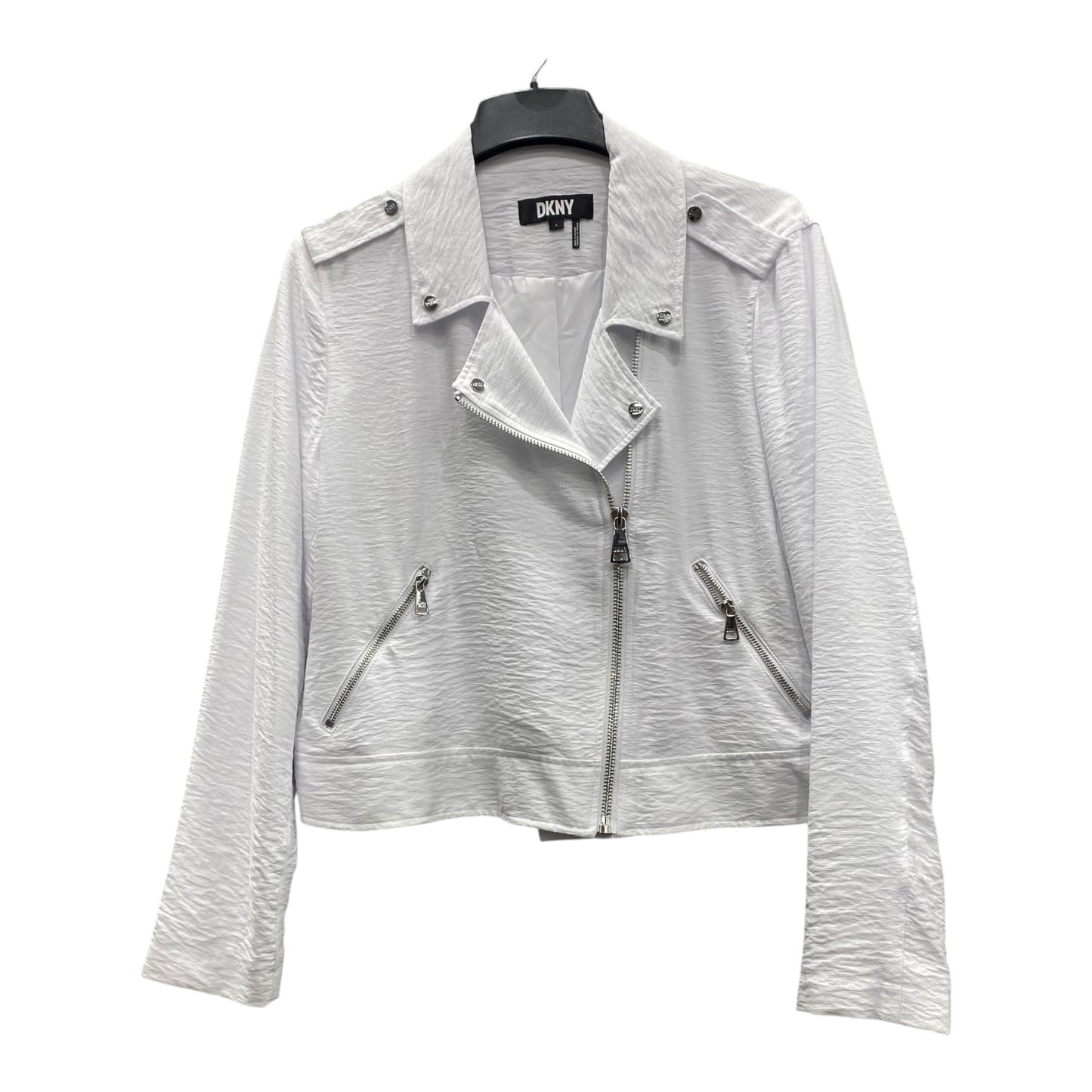 Jacket Moto By Dkny In White, Size:L