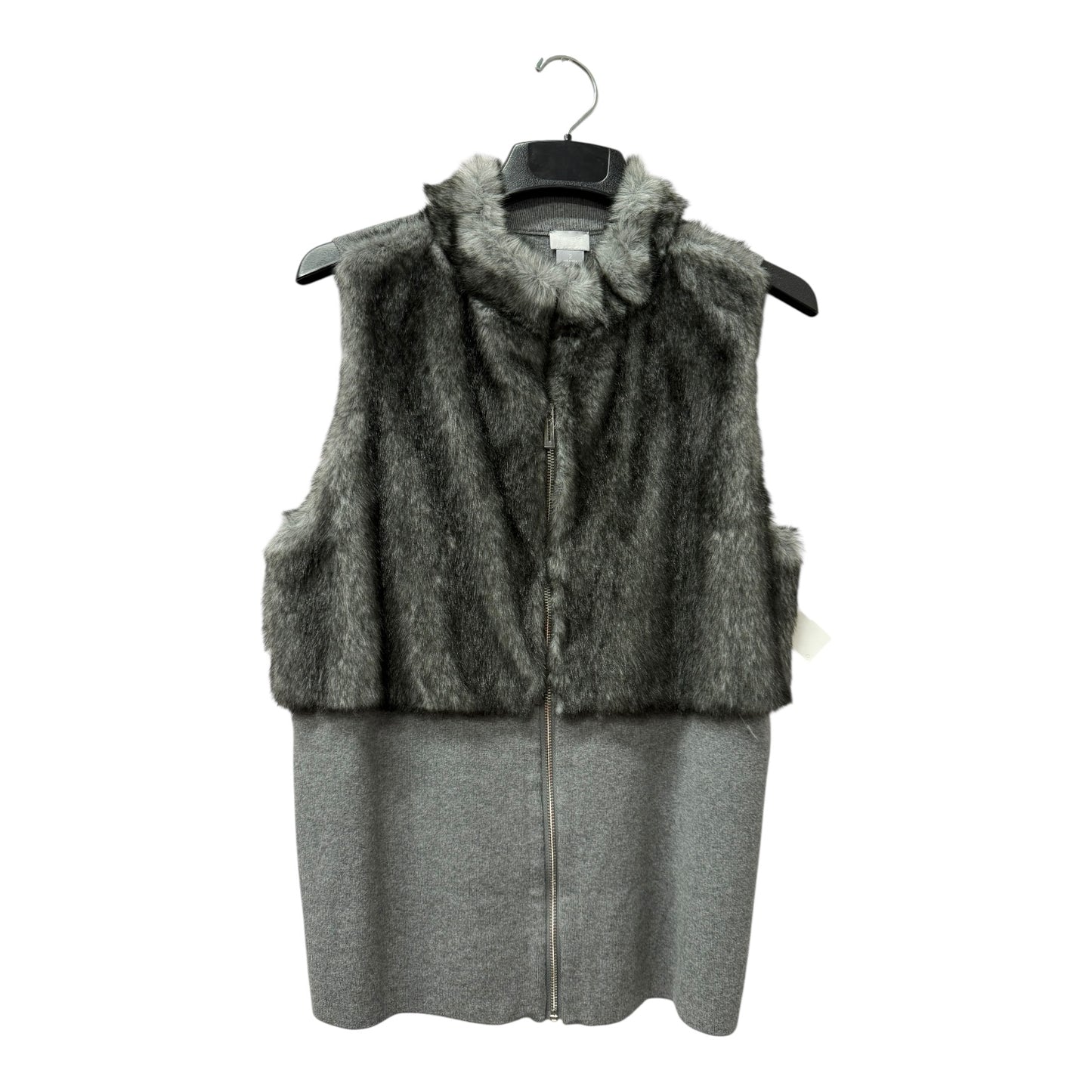 Vest Faux Fur & Sherpa By Chicos In Grey, Size:L