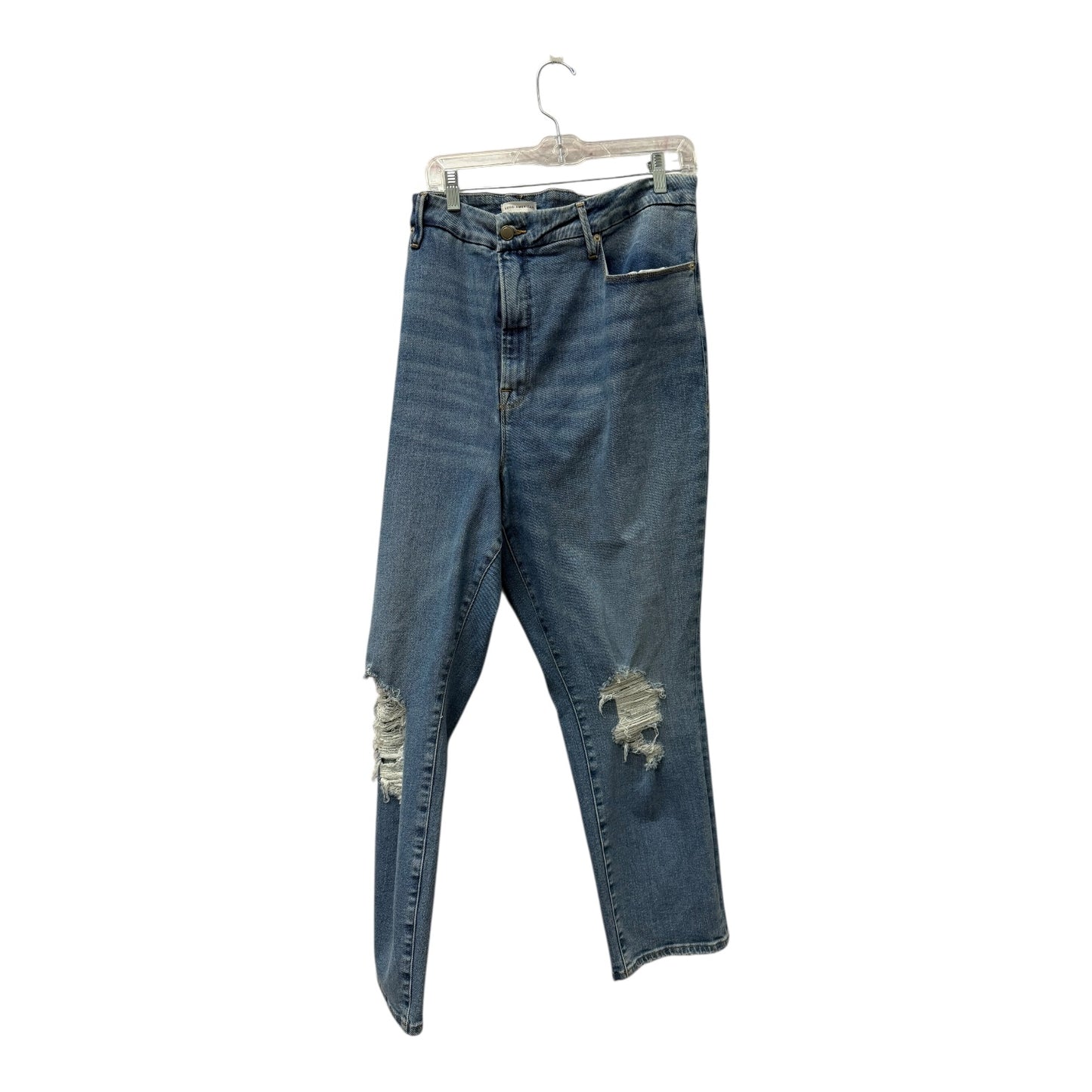 Jeans Straight By Good American In Blue Denim, Size:22