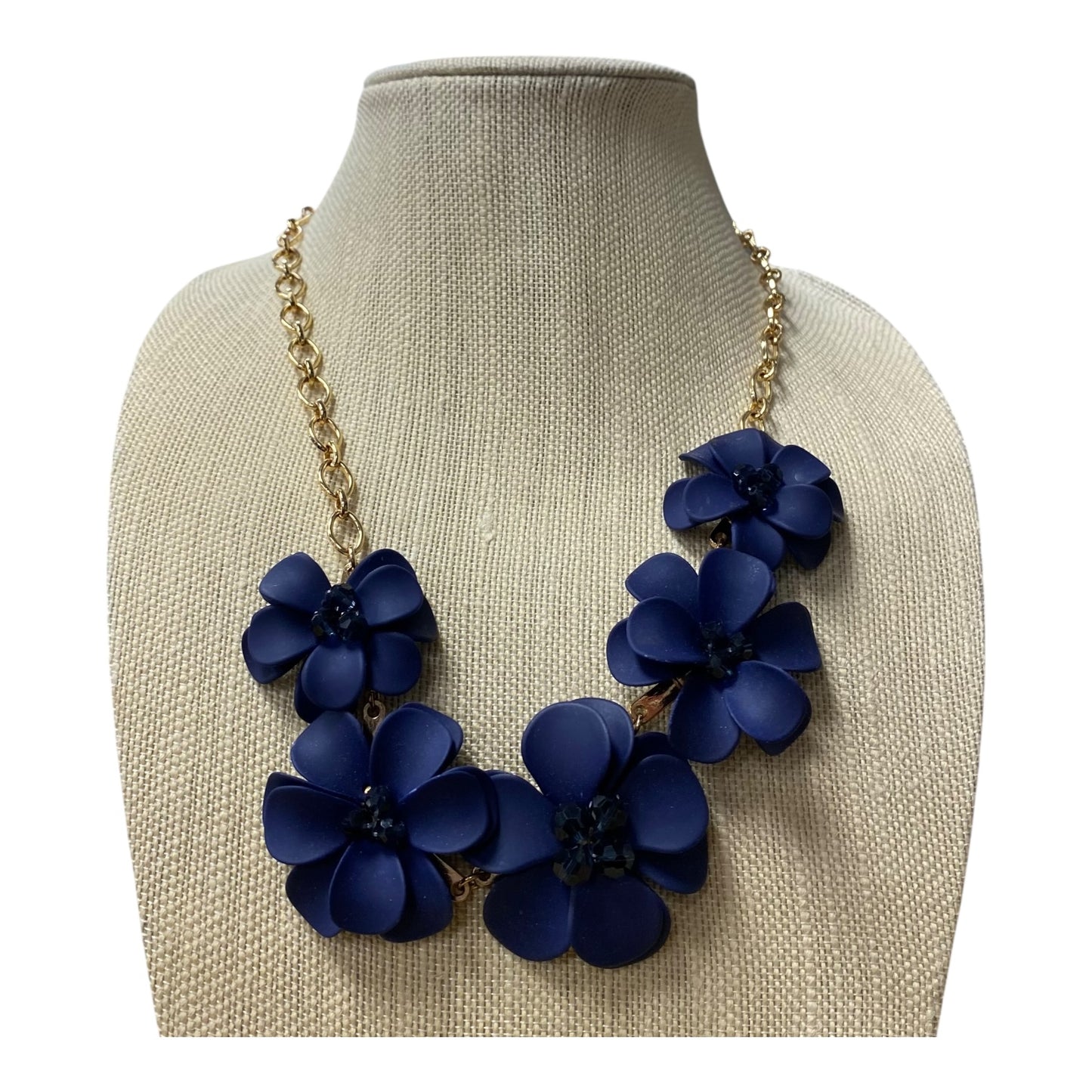 Necklace Statement In Blue & Gold