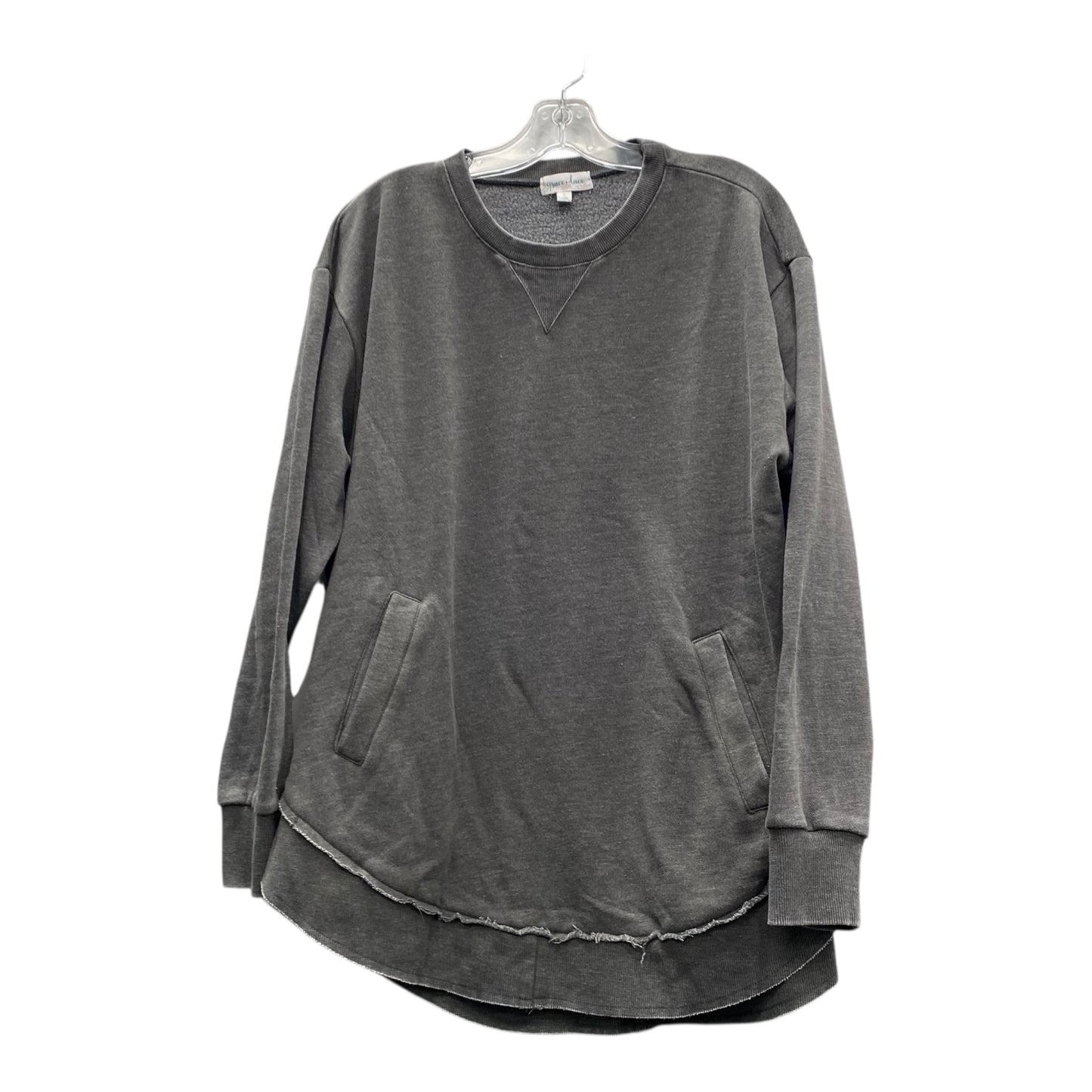 Sweatshirt Crewneck By Grace & Lace In Grey, Size:L