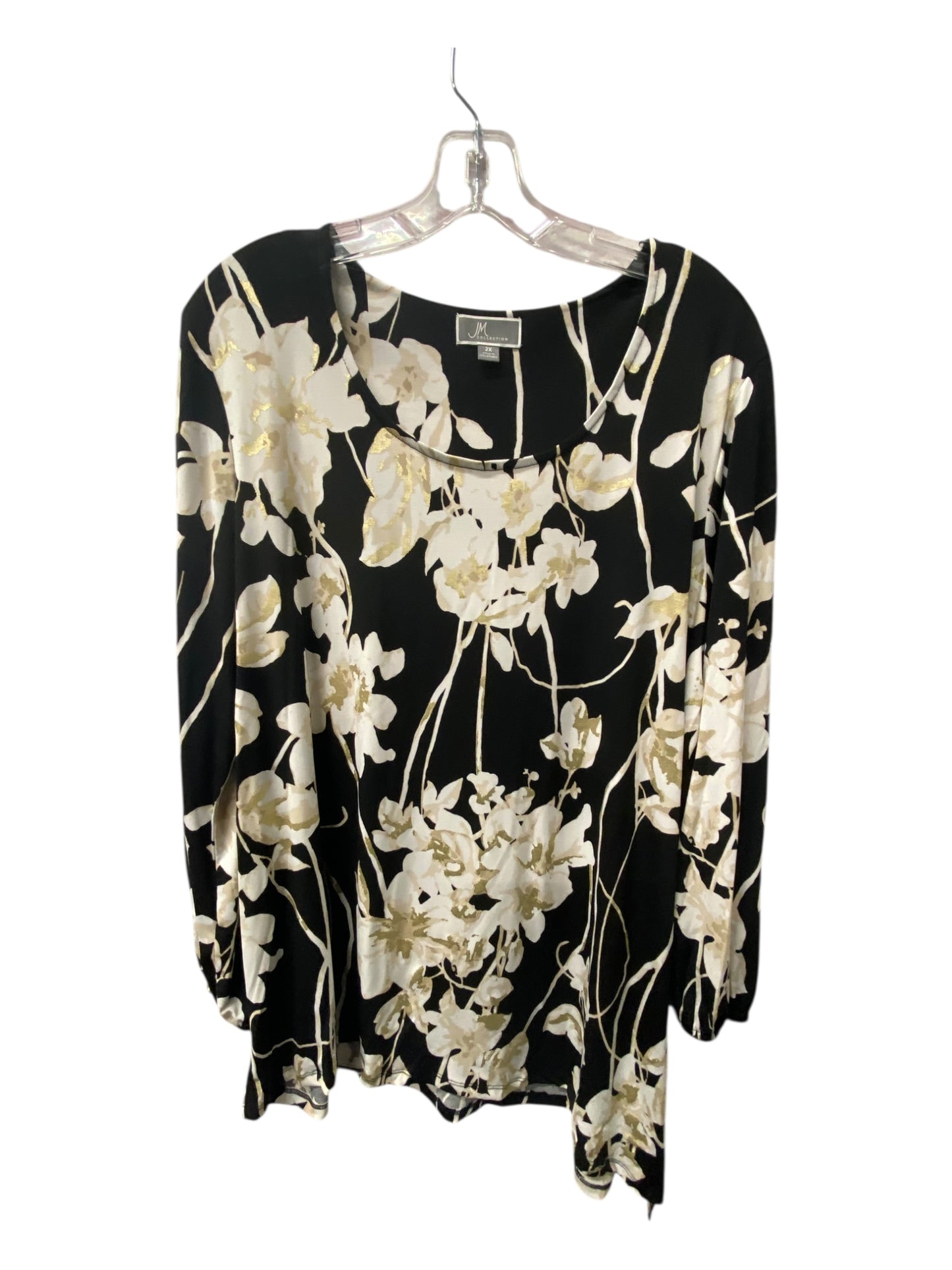 Top Ls By Jm Collections In Black & White, Size:2X