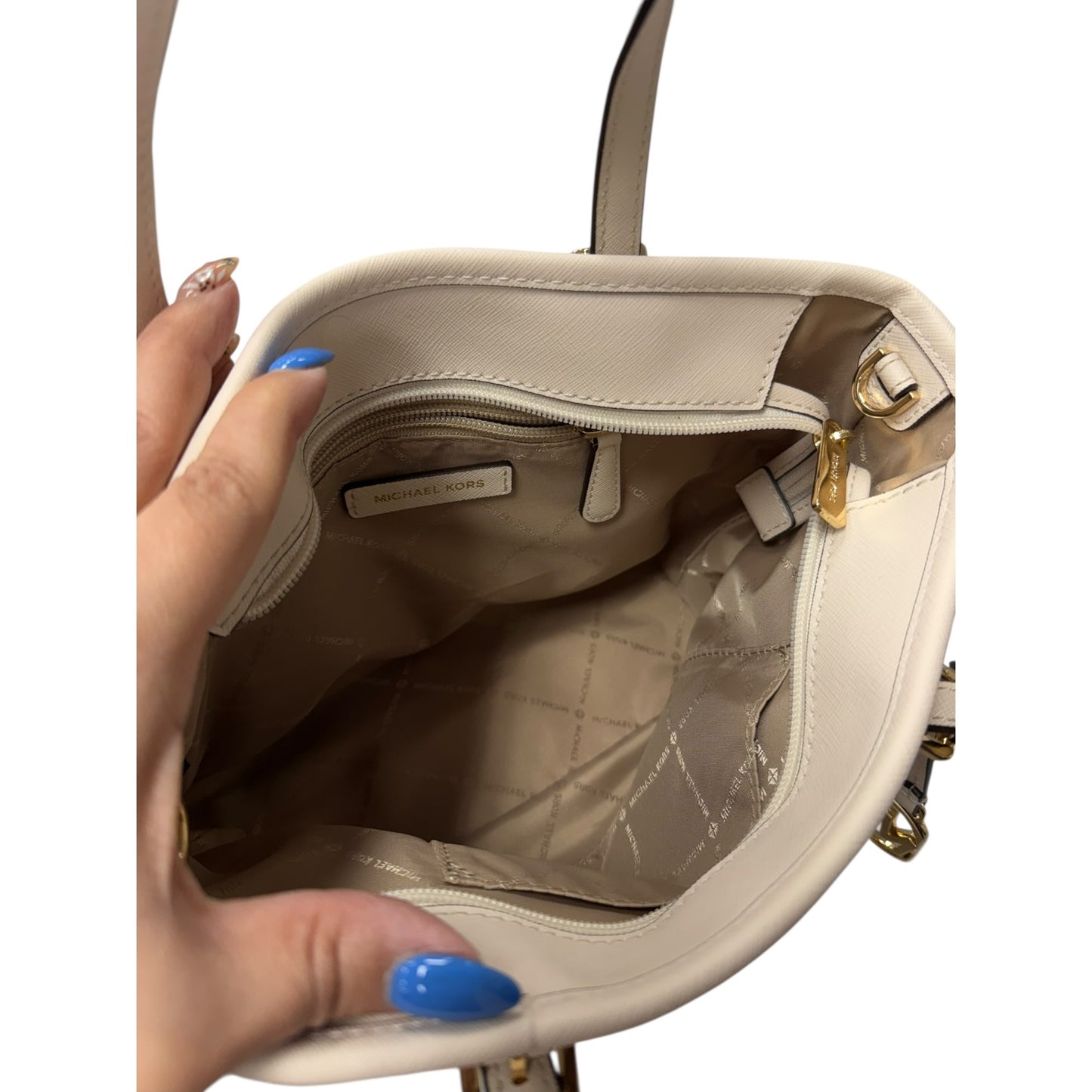 Handbag Designer By Michael Kors In Cream, Size:Medium