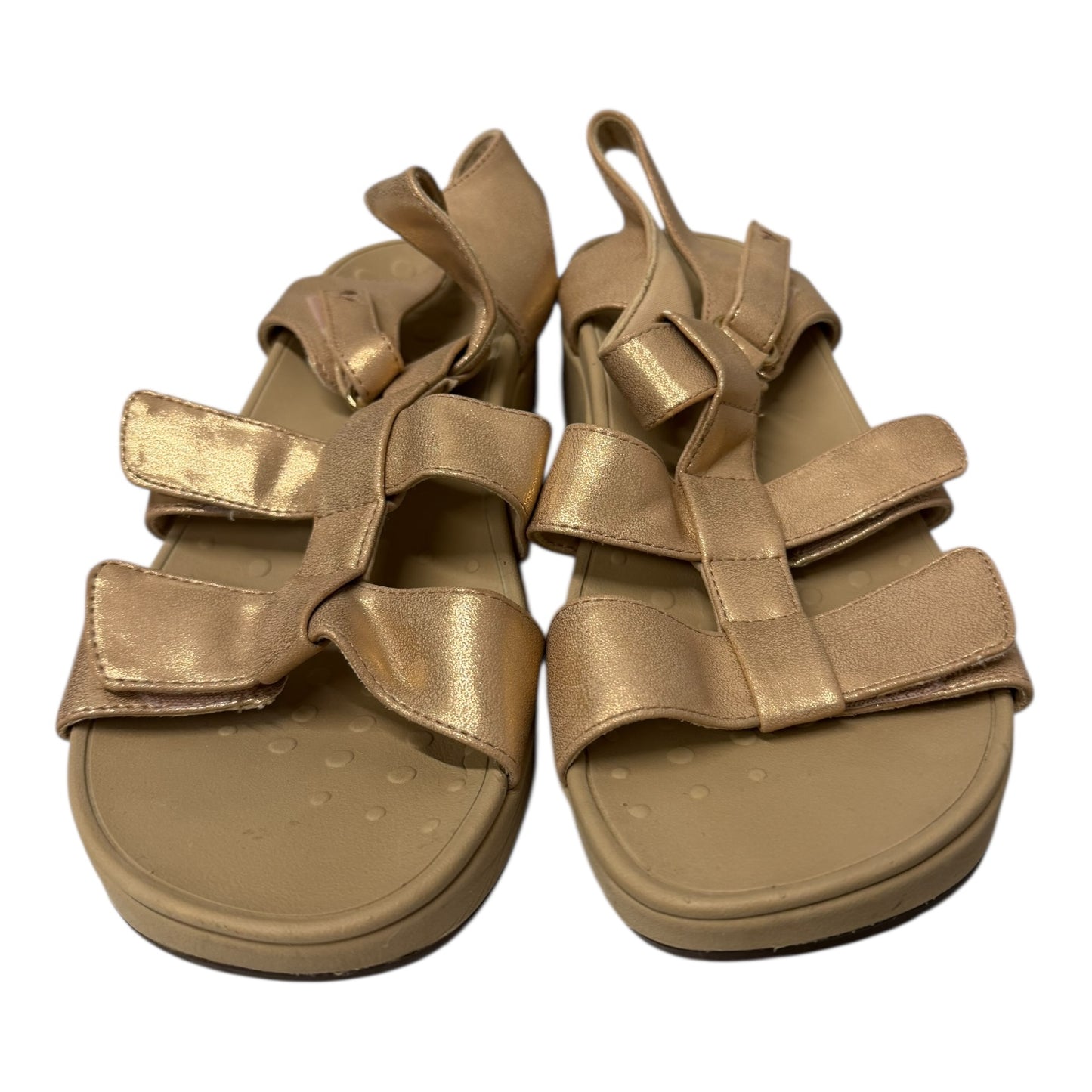 Sandals Heels Wedge By Vionic In Rose Gold, Size:10.5