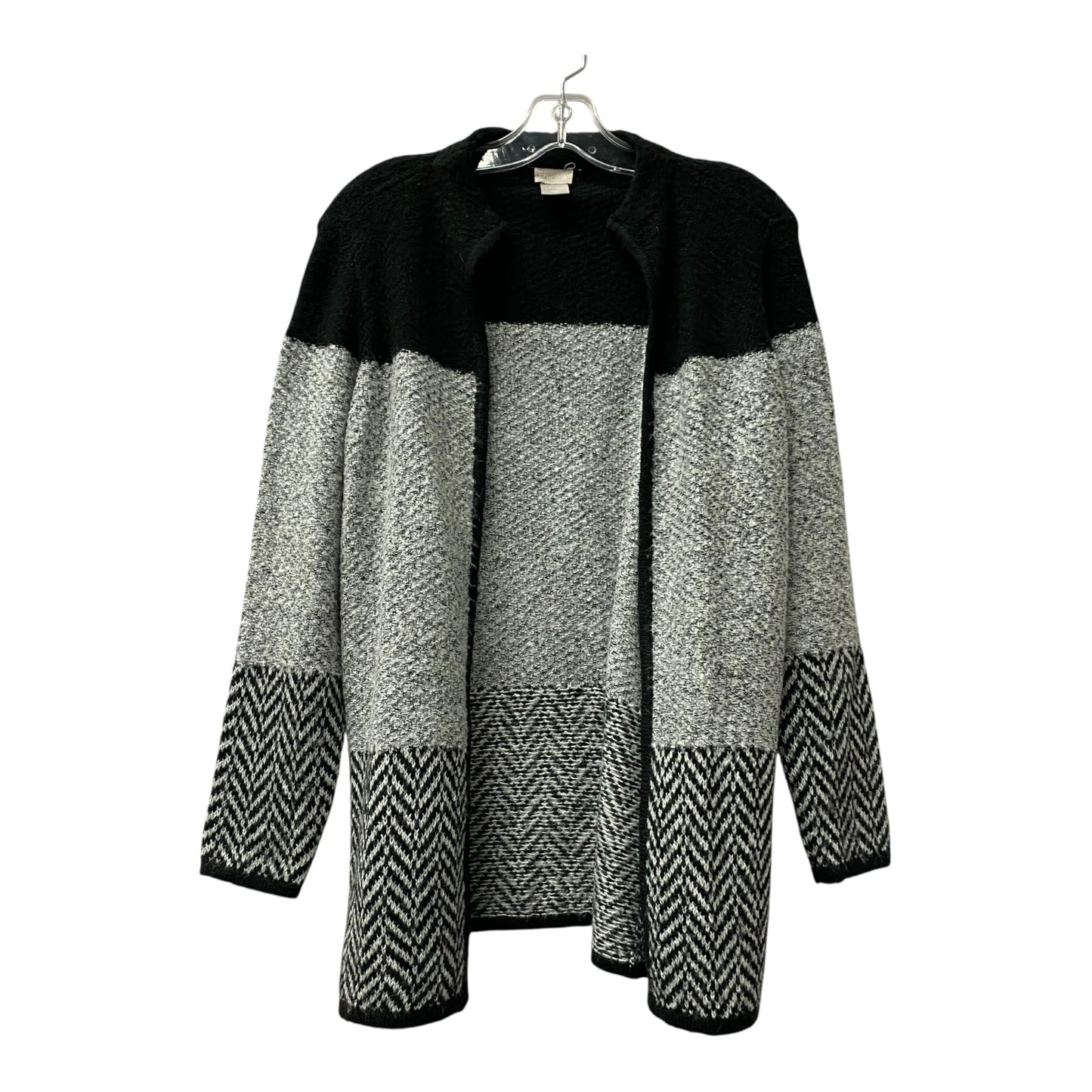 Sweater Cardigan By Chicos In Black & Grey, Size:Xsp