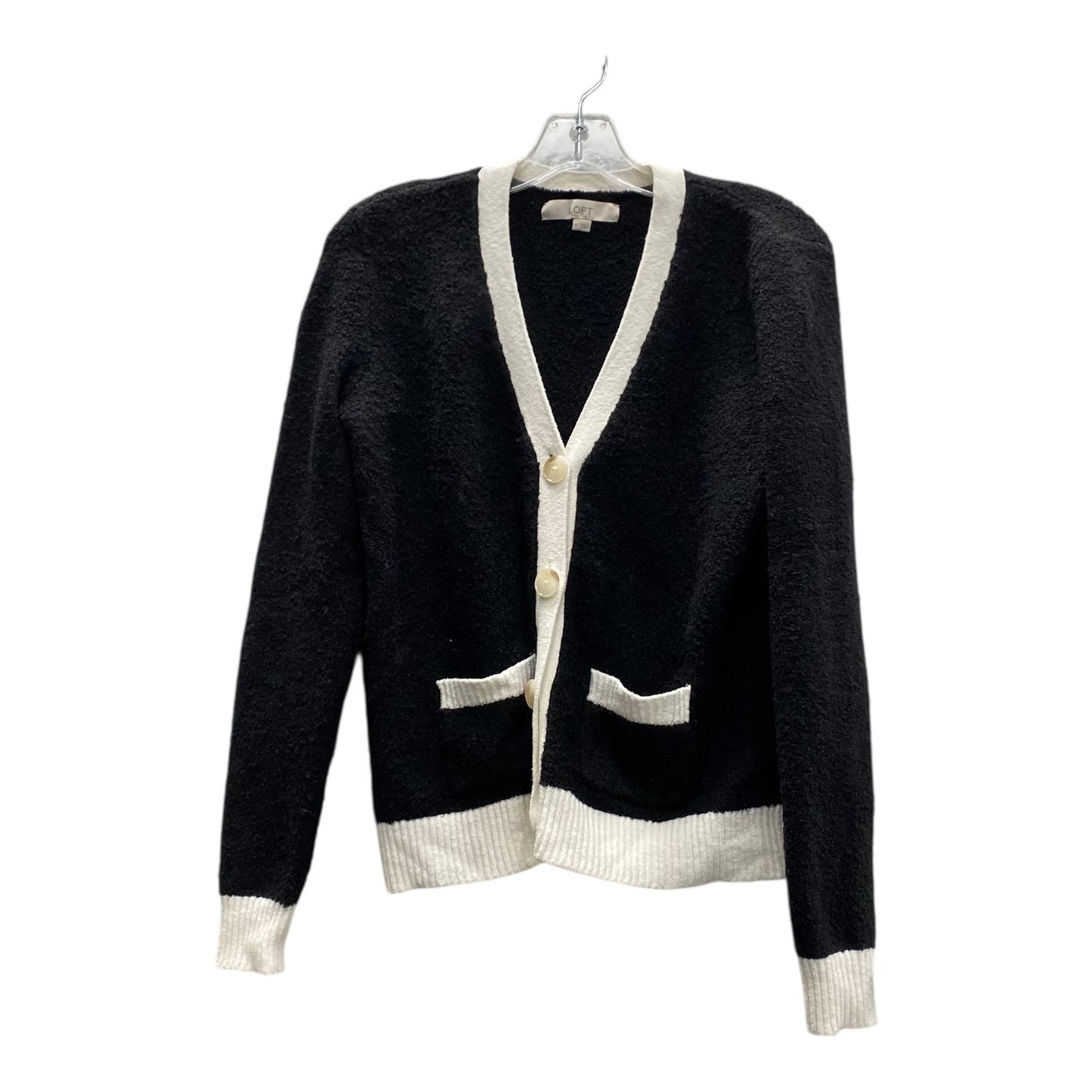 Sweater Cardigan By Loft In Black & White, Size:Xs