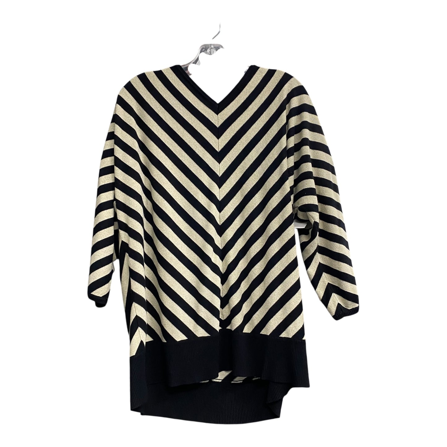 Sweater By Carmen By Carmen Marc Valvo In Black & Gold, Size:2X