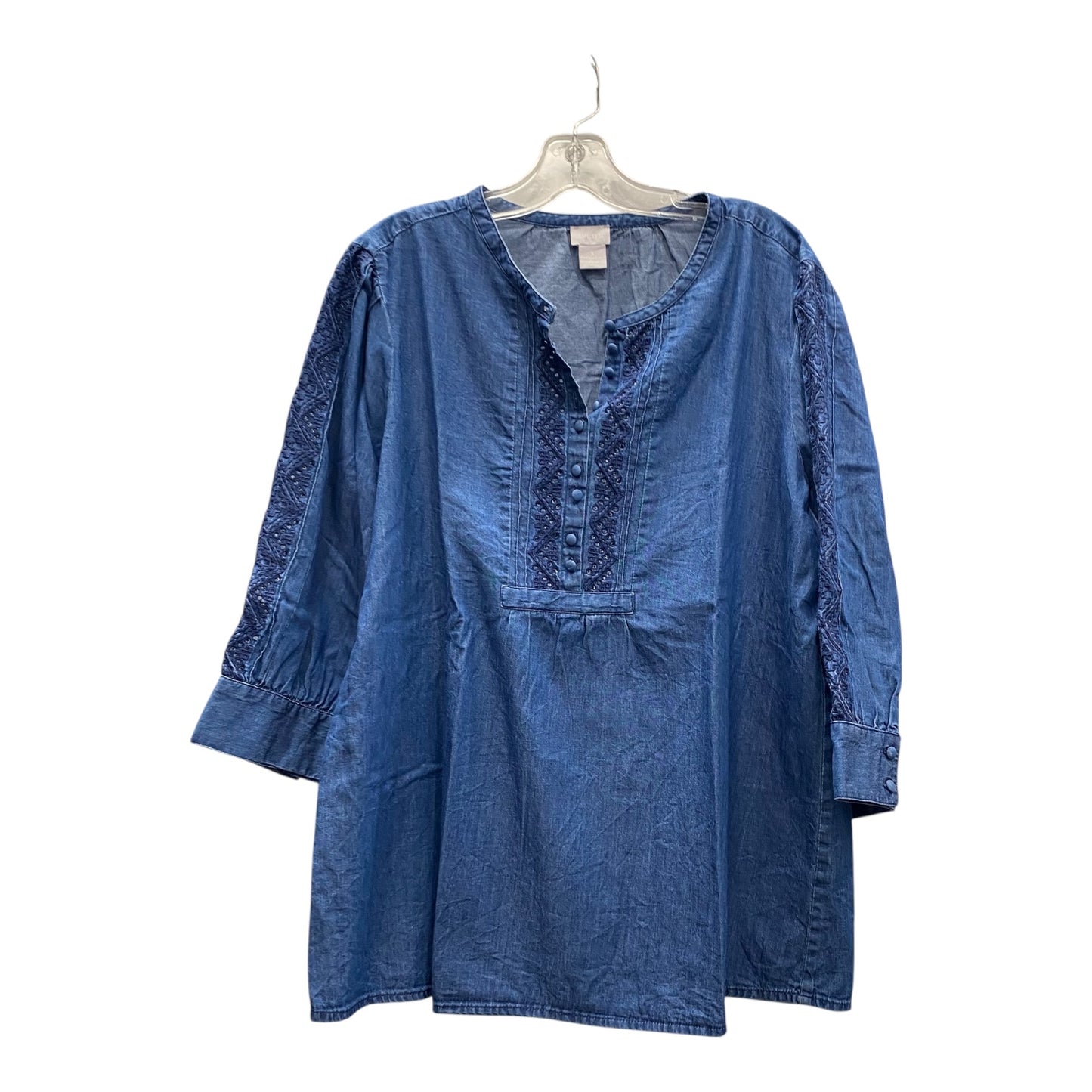 Top 3/4 Sleeve By Chicos In Blue, Size:Xl