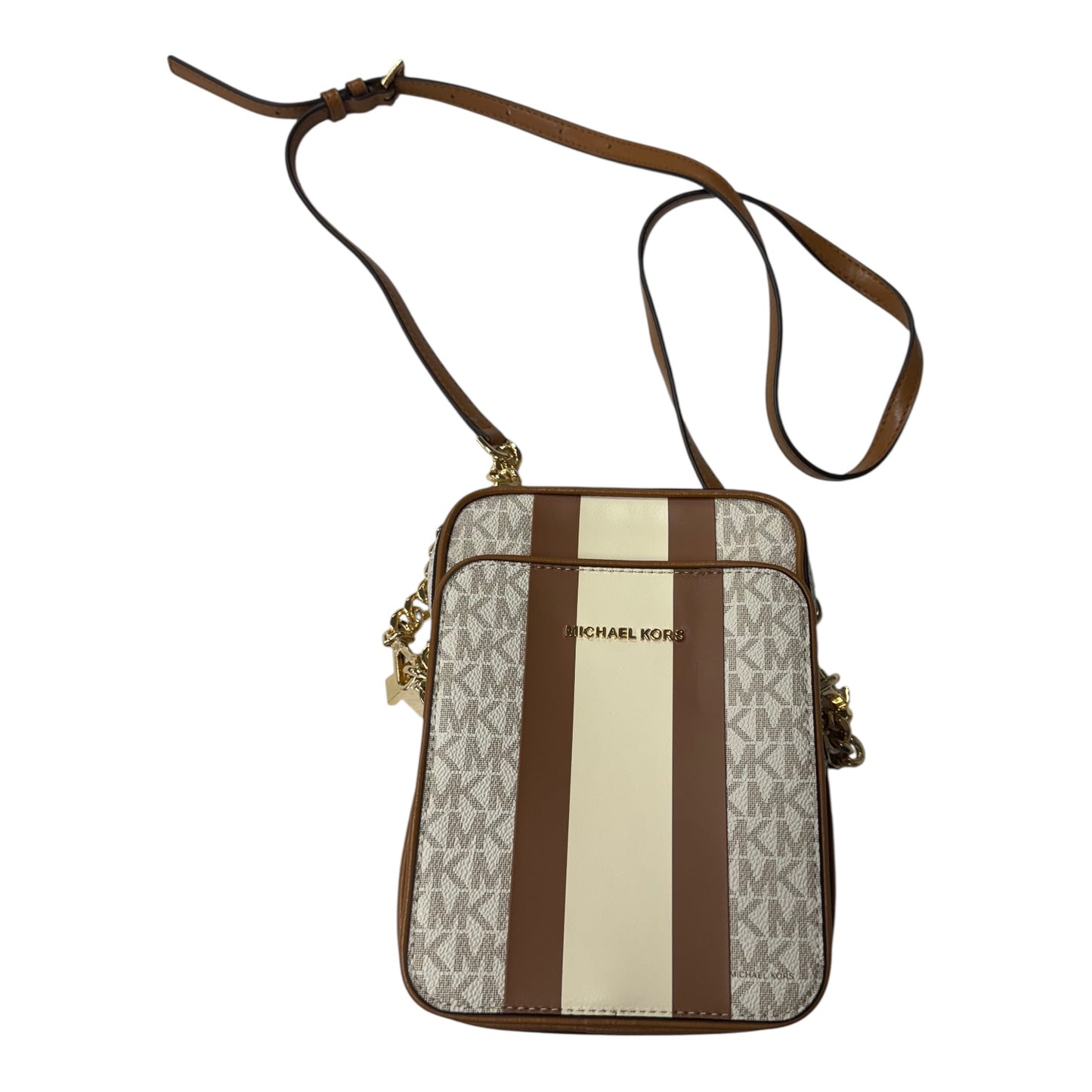 Crossbody Designer By Michael Kors In Cream & Tan, Size:Small