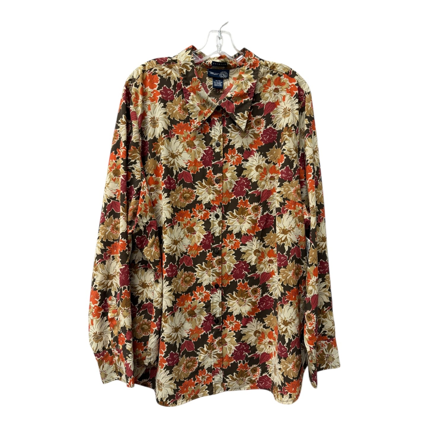 Blouse Ls By venezia jeans In Orange, Size:4X