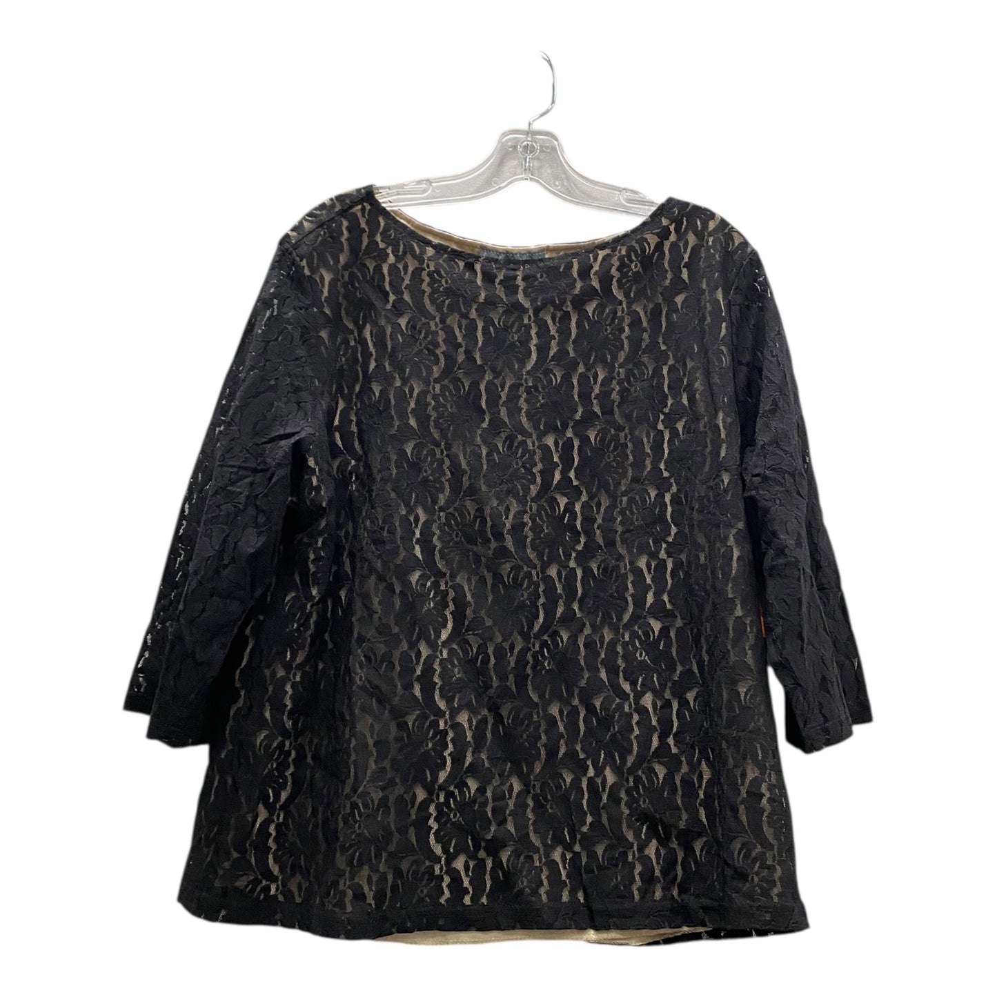 Top 3/4 Sleeve By Jessica Holbrook In Black, Size:1X